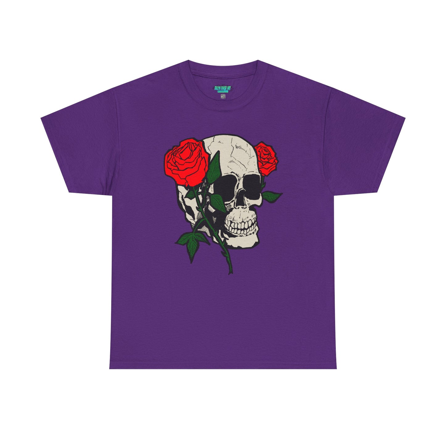 Skull & Roses Unisex Heavy Cotton Tee - Edgy Graphic T-Shirt for Casual Style
