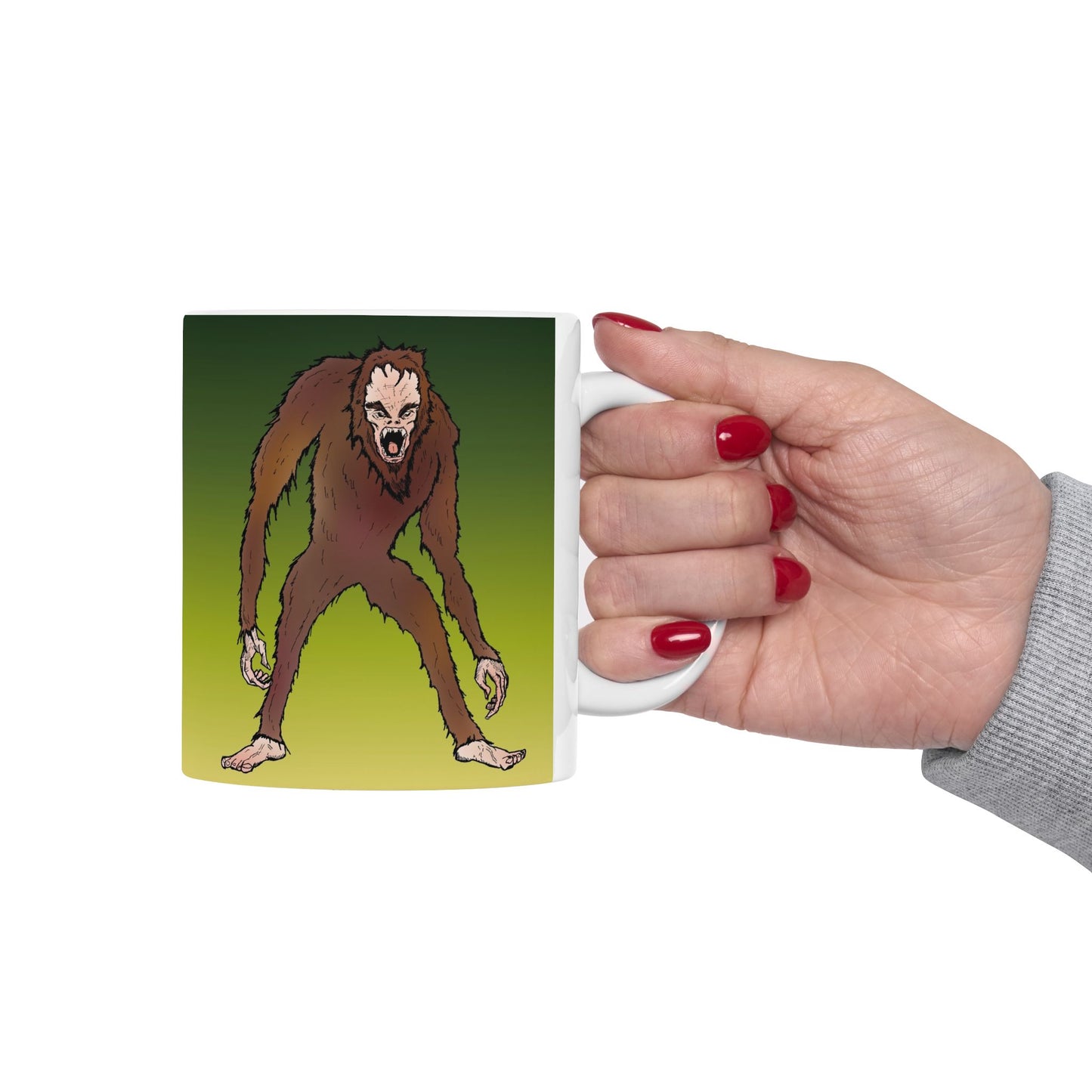 Bigfoot Encounter - Gradient Ceramic Mug – Cute Lizard Coffee Cup (11oz, 15oz)
