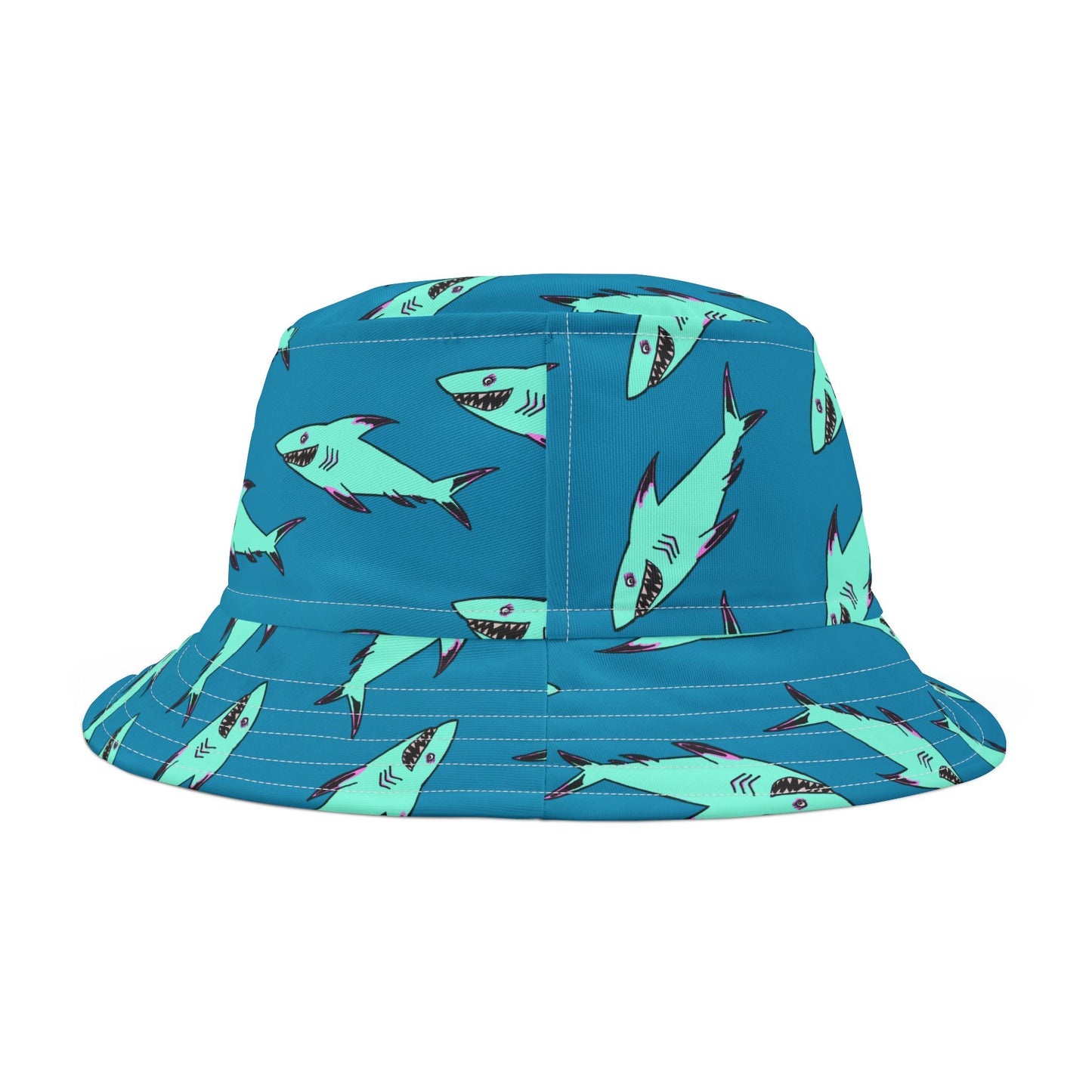 Shark-Print Bucket Hat, Fun Summer Hat, Beach Accessory, Vacation Gear, Gift for Ocean Lovers, Trendy Headwear