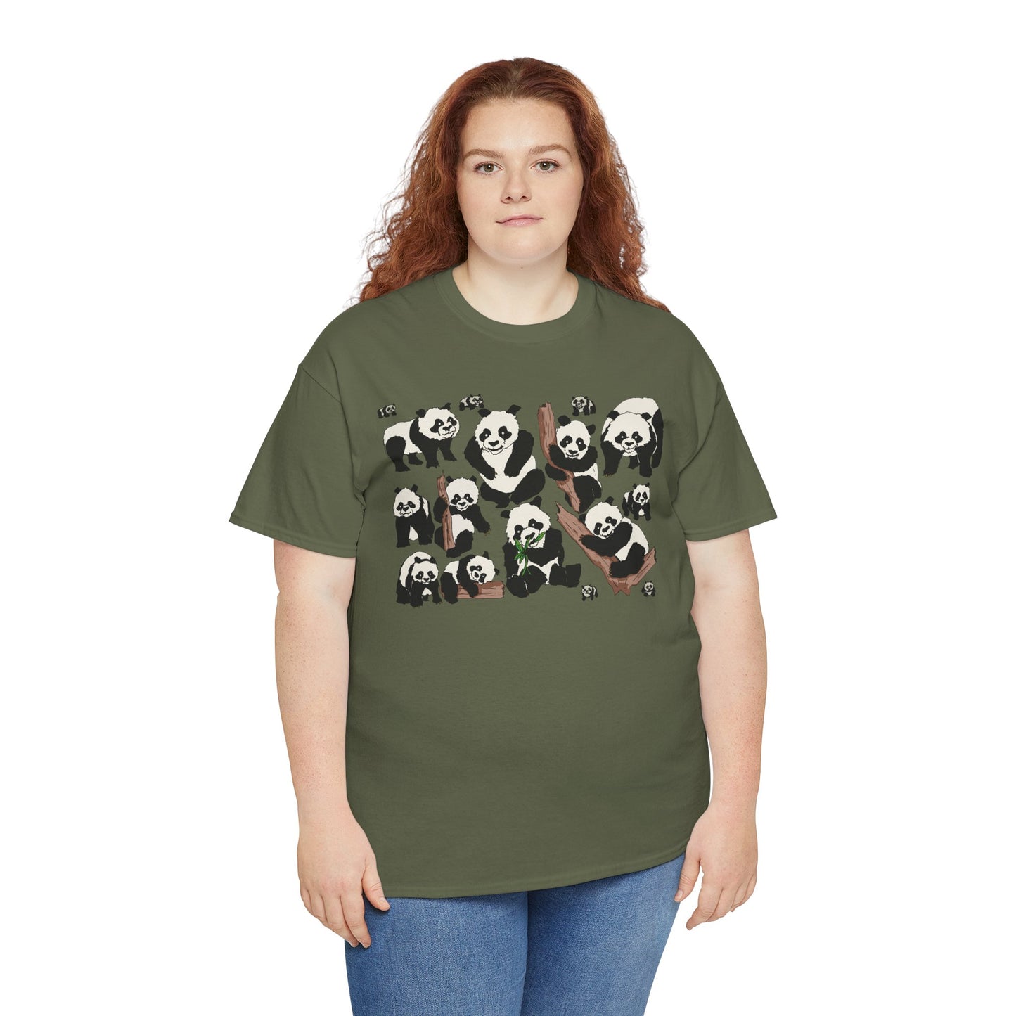 Cute Panda Design Unisex Heavy Cotton Tee | Animal Lover Gift, Casual Wear, Eco-Friendly Apparel, Nature Enthusiast Clothing