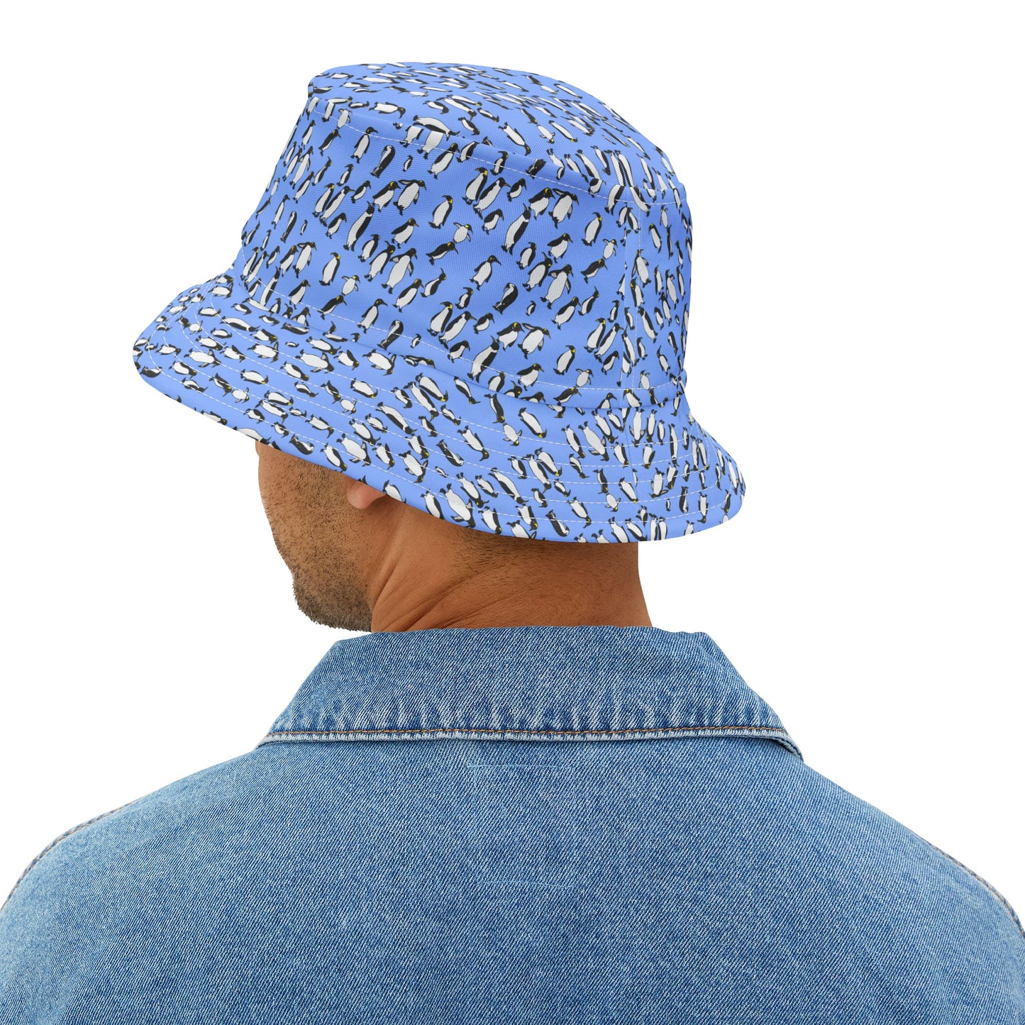 Penguin Print Bucket Hat, AOP Hat for Summer, Trendy Beach Hat, Fun Gift for Animal Lovers, Unique Gift for Adventurers