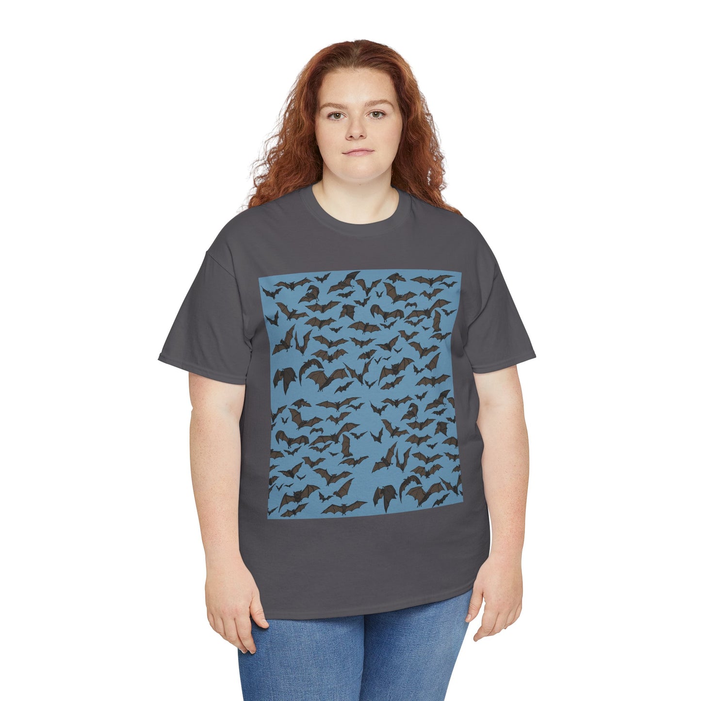 Unisex Bat Print Cotton Tee, Casual Graphic Tee, Halloween Apparel, Unique Gift for Animal Lovers, Stylish Everyday Wear