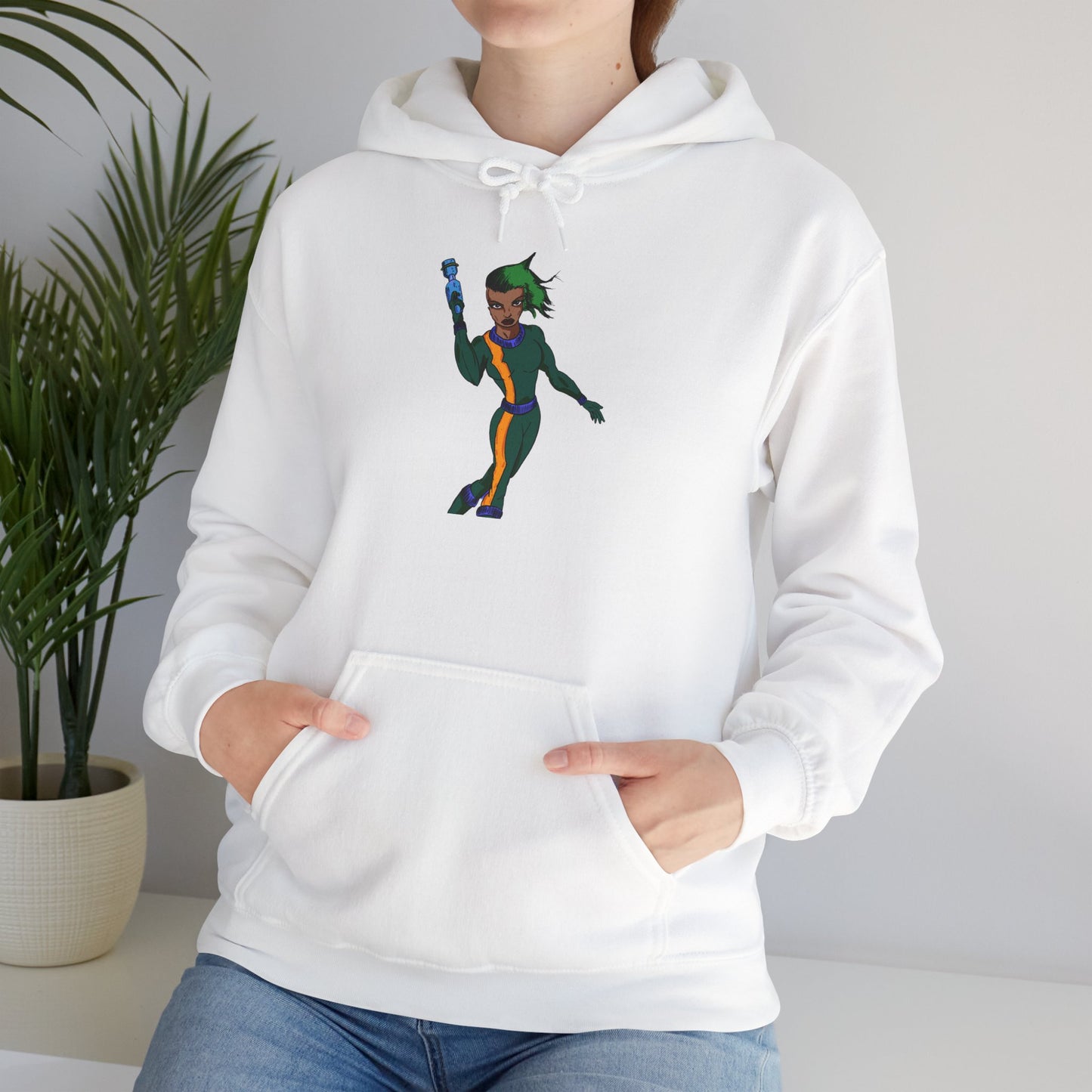 Funky Retro Space Warrior Hoodie - Unisex Heavy Blend™ Hooded Sweatshirt, Cozy Trendy Pullover, Perfect Gift for Dance Lovers, Party Vibes, [...]