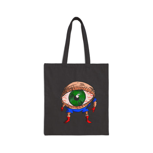 Terrif-EYE-ing Green Eye Tote Bag — Quirky Illustrated Canvas Shopper