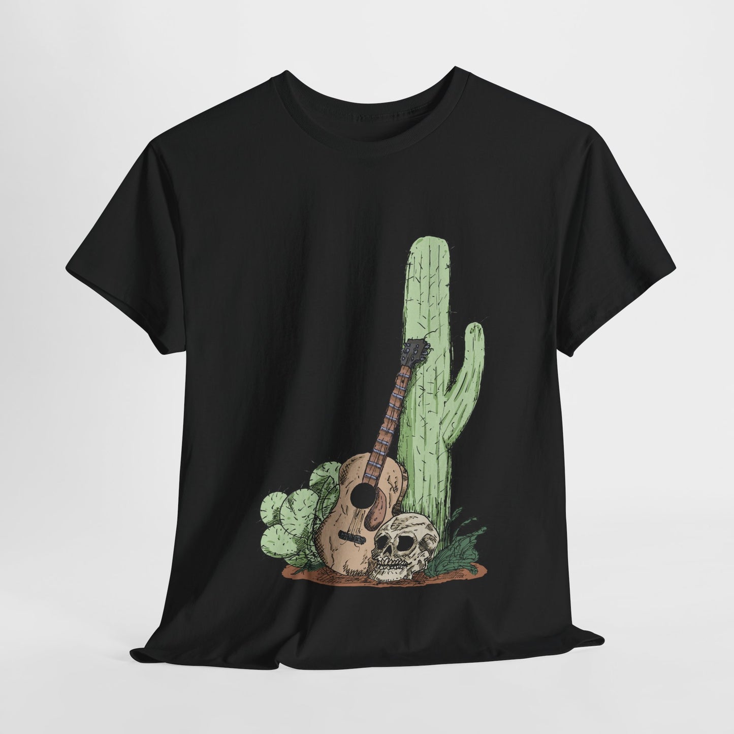 Desert Vibe Graphic Tee - Unisex Heavy Cotton Shirt, Boho Cactus Shirt, Guitar Lover's Gift, Summer Top, Music T-Shirt