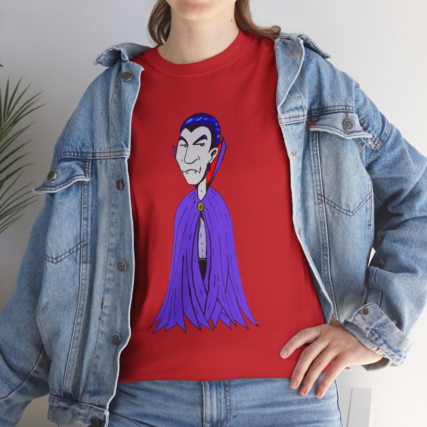 Vampire Cartoon Tee - Cute Purple Cloak Dracula Graphic T-Shirt