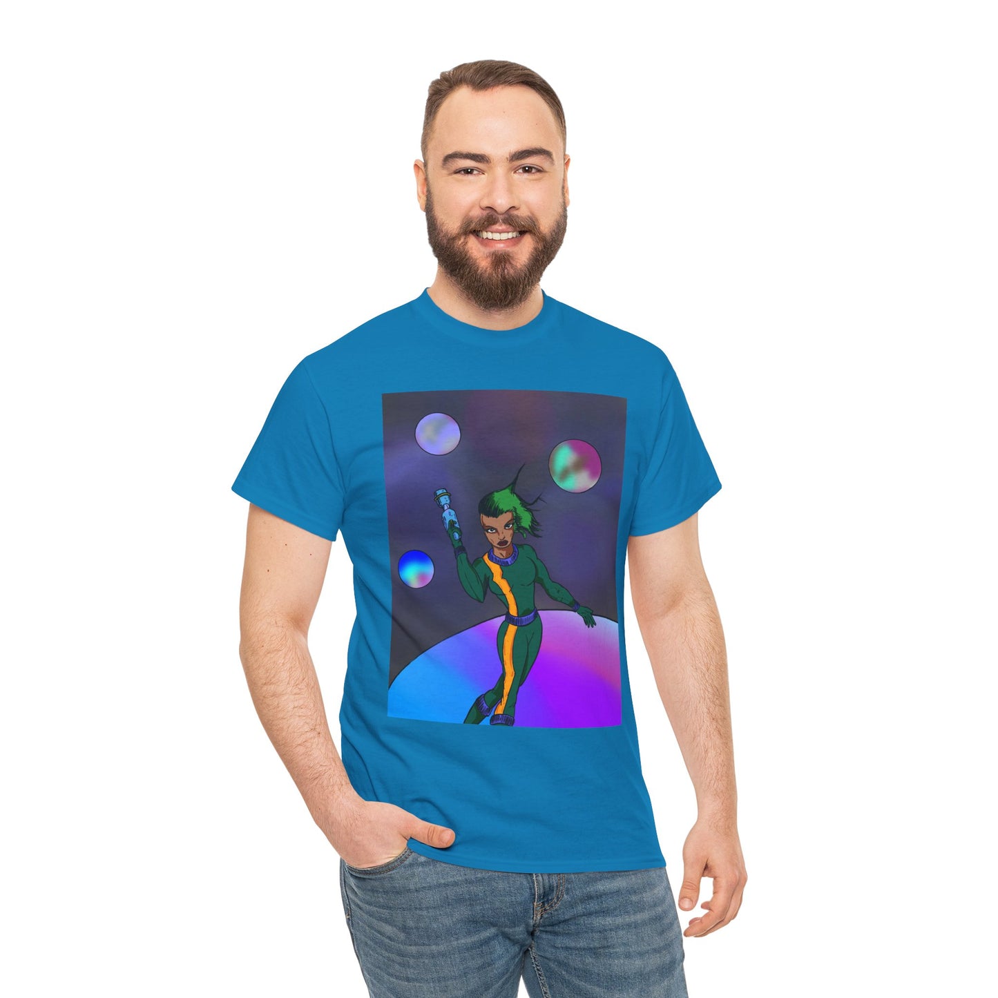 Cosmic Hero Vibe Tee - Unisex Heavy Cotton Tee, Space Art Shirt, Retro Sci-Fi T-Shirt, Gift for Space Lovers, Unique Graphic Tee