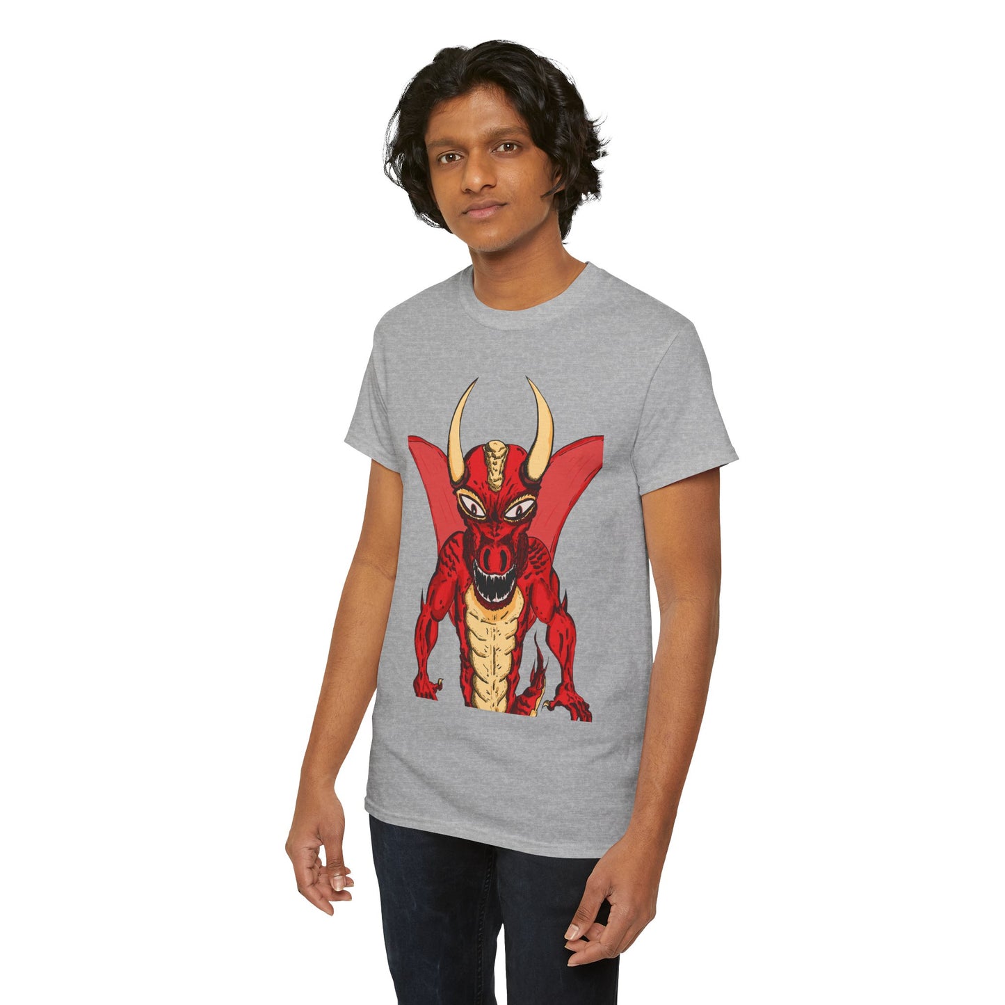 Bold Red Dragon Unisex Heavy Cotton Tee | Graphic Shirt for Anime Fans, Party Wear, Casual Outfit, Gift for Him/Her