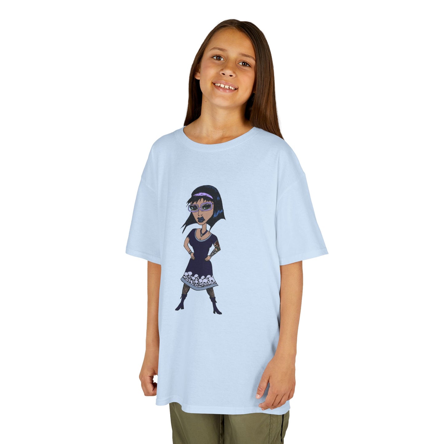 Kids Tee — Vintage Gothic Girl Cartoon Graphic Tee for Children