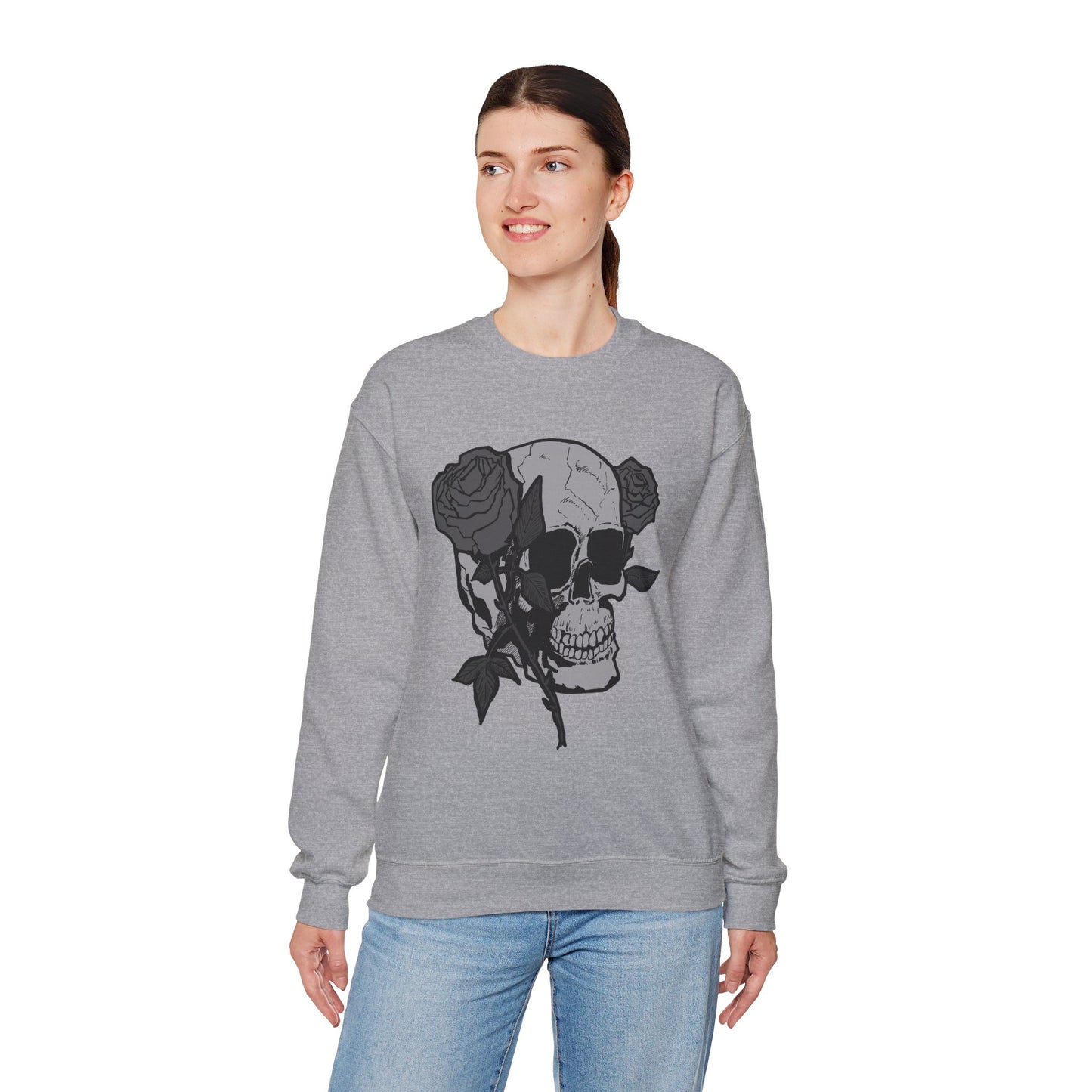 Skull and Roses Crewneck Sweatshirt - Unisex Heavy Blend™