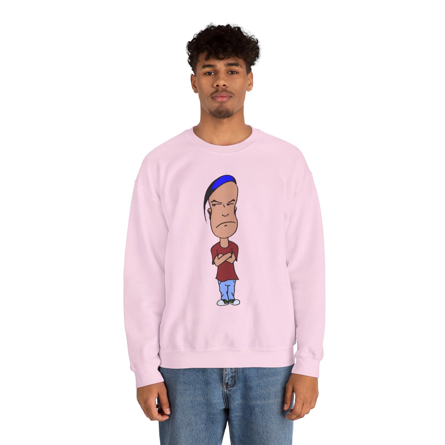 Smug Cartoon Graphic Crewneck Sweatshirt for Casual Style