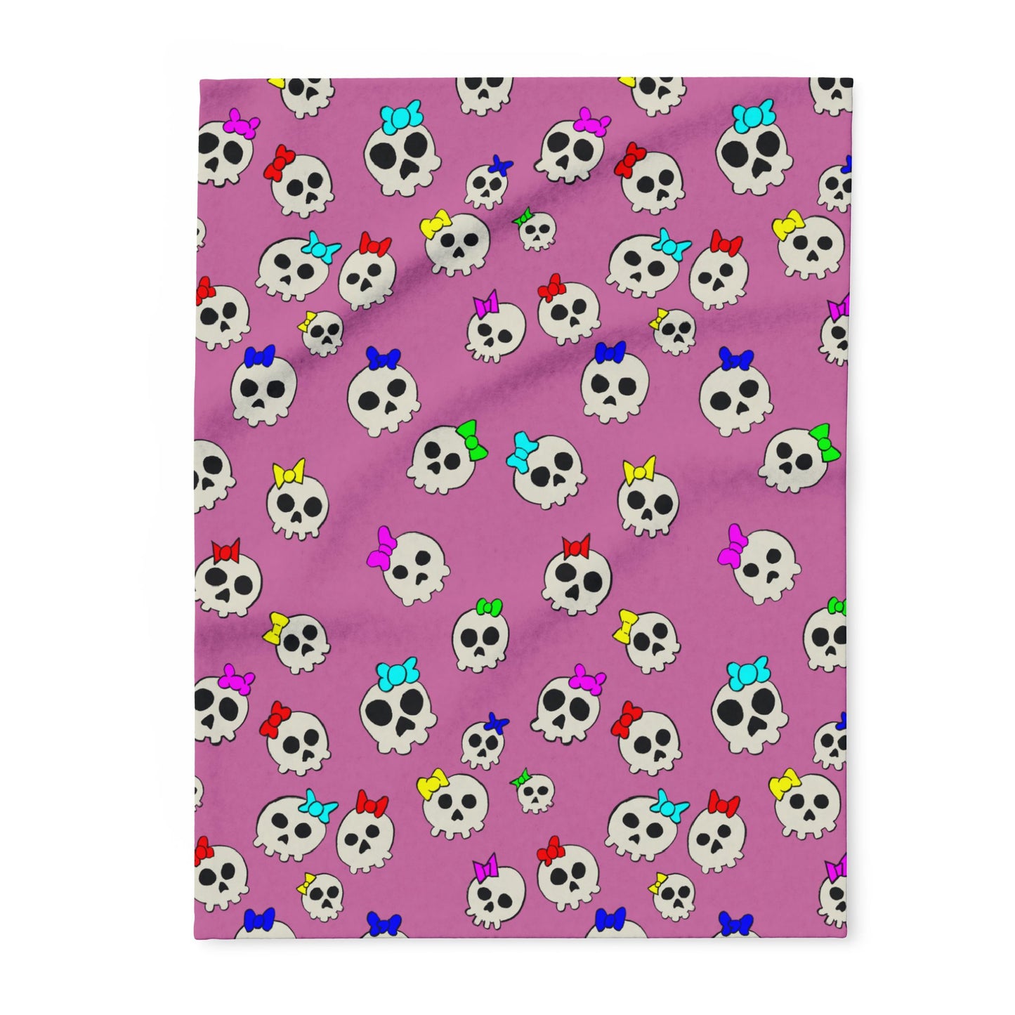 Delightfully Cute Skulls - Pink - Arctic Fleece Blanket