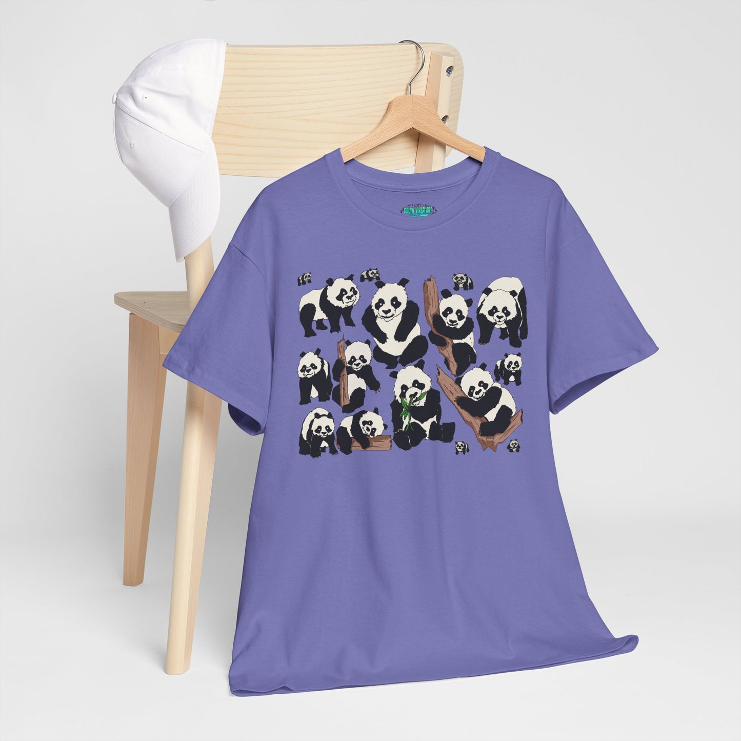 Cute Panda Design Unisex Heavy Cotton Tee | Animal Lover Gift, Casual Wear, Eco-Friendly Apparel, Nature Enthusiast Clothing