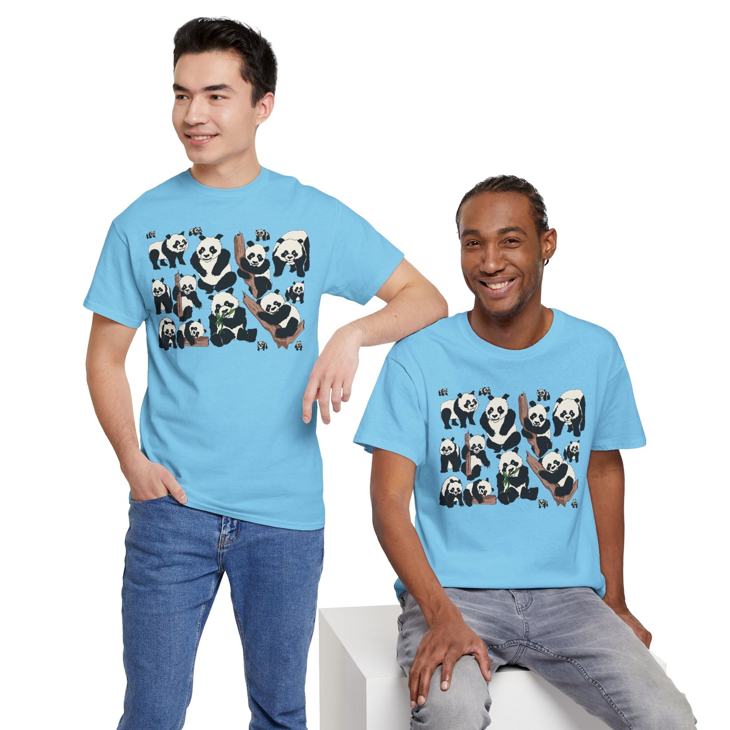 Cute Panda Design Unisex Heavy Cotton Tee | Animal Lover Gift, Casual Wear, Eco-Friendly Apparel, Nature Enthusiast Clothing
