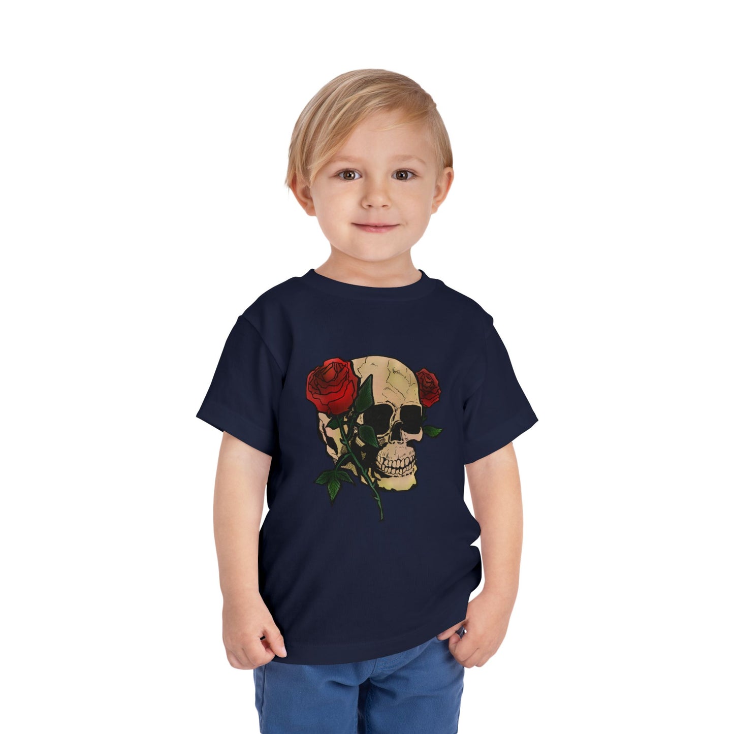 Toddler Tee — Skull with Red Roses Graphic