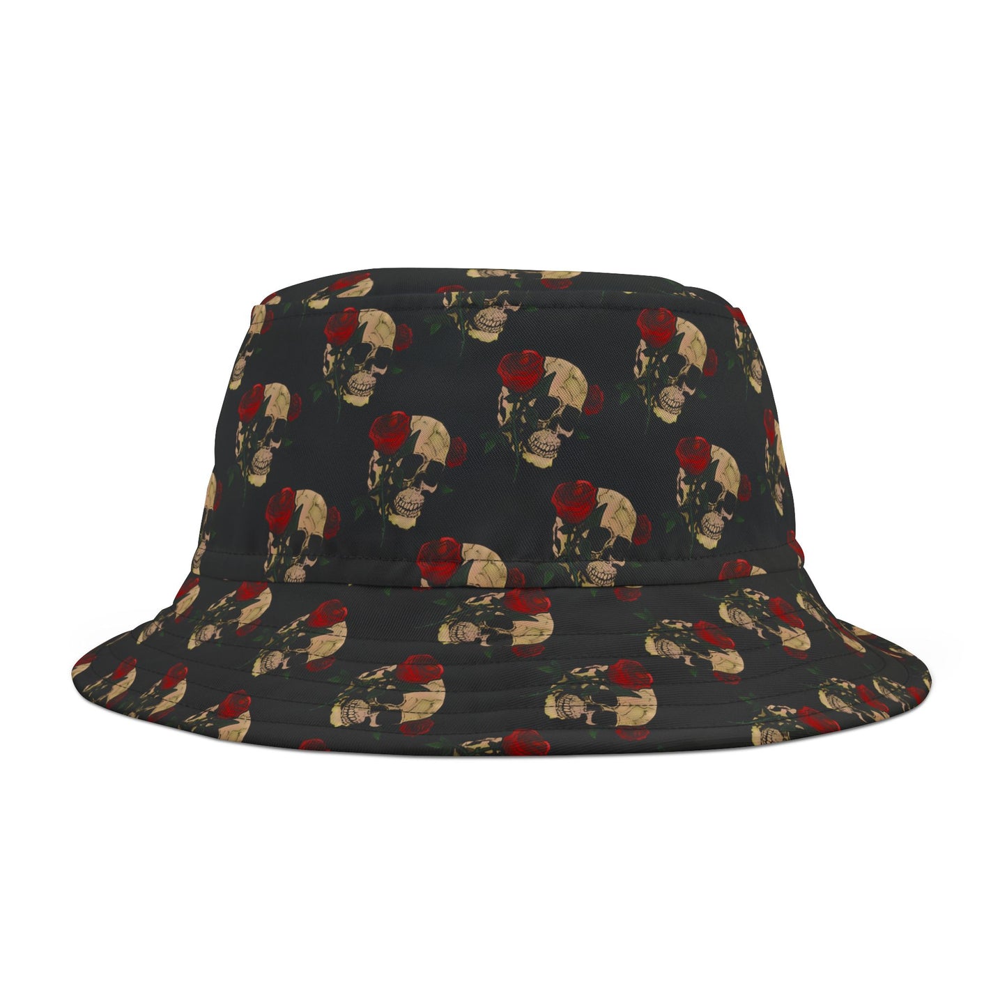 Vintage Skull Pattern Bucket Hat — Gothic AOP