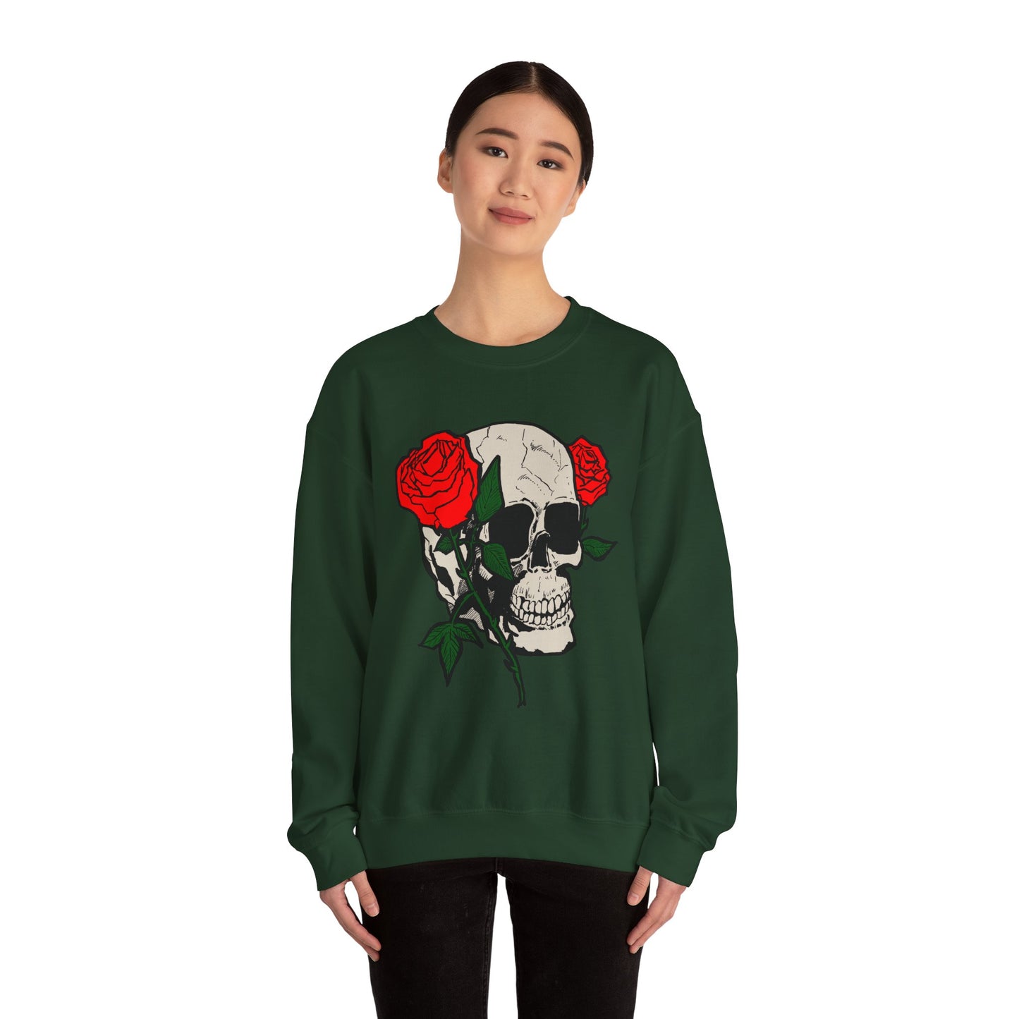 Skull and Roses Crewneck Sweatshirt