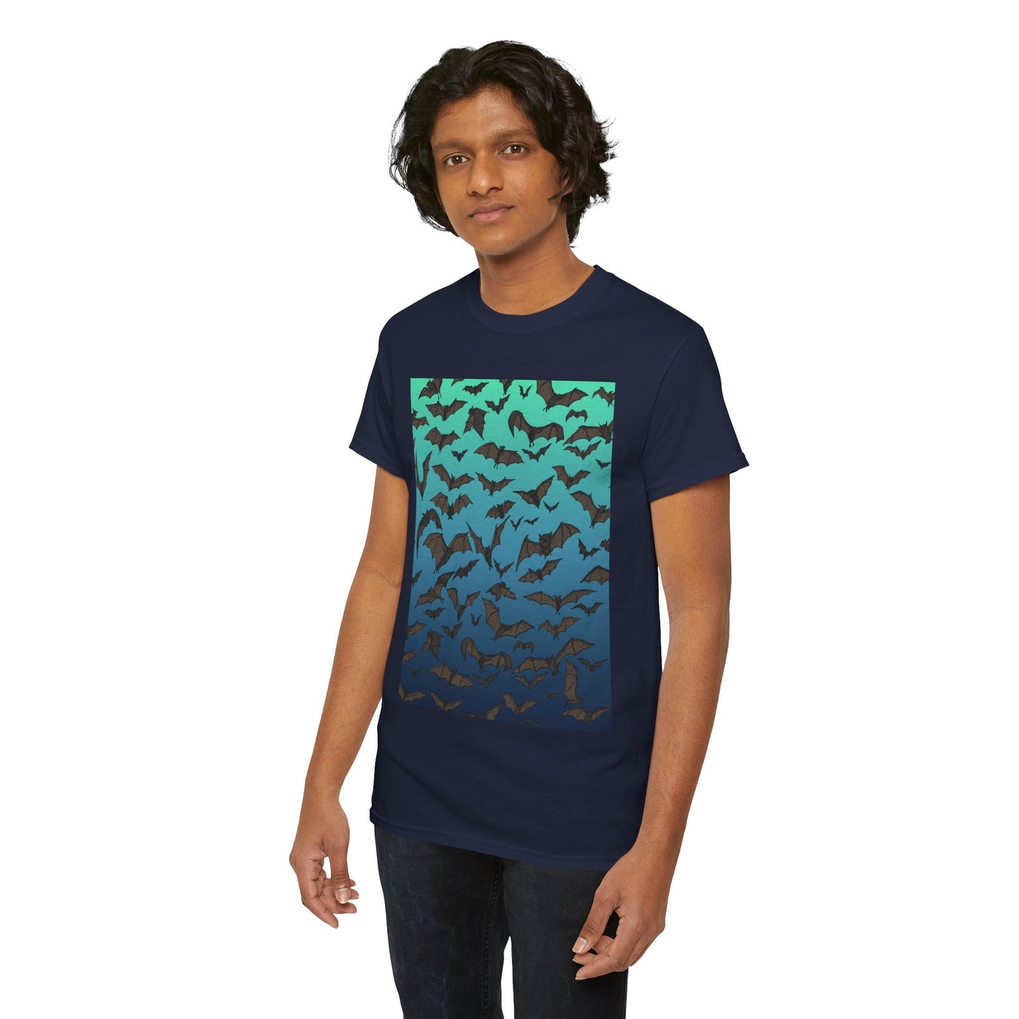 Bat Swarm Graphic Tee — Gradient Night Flight T-Shirt