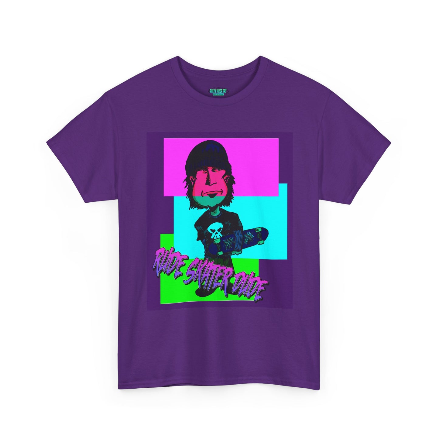 Retro Neon Skateboard Tee — "Rude Skater Dude" Graphic