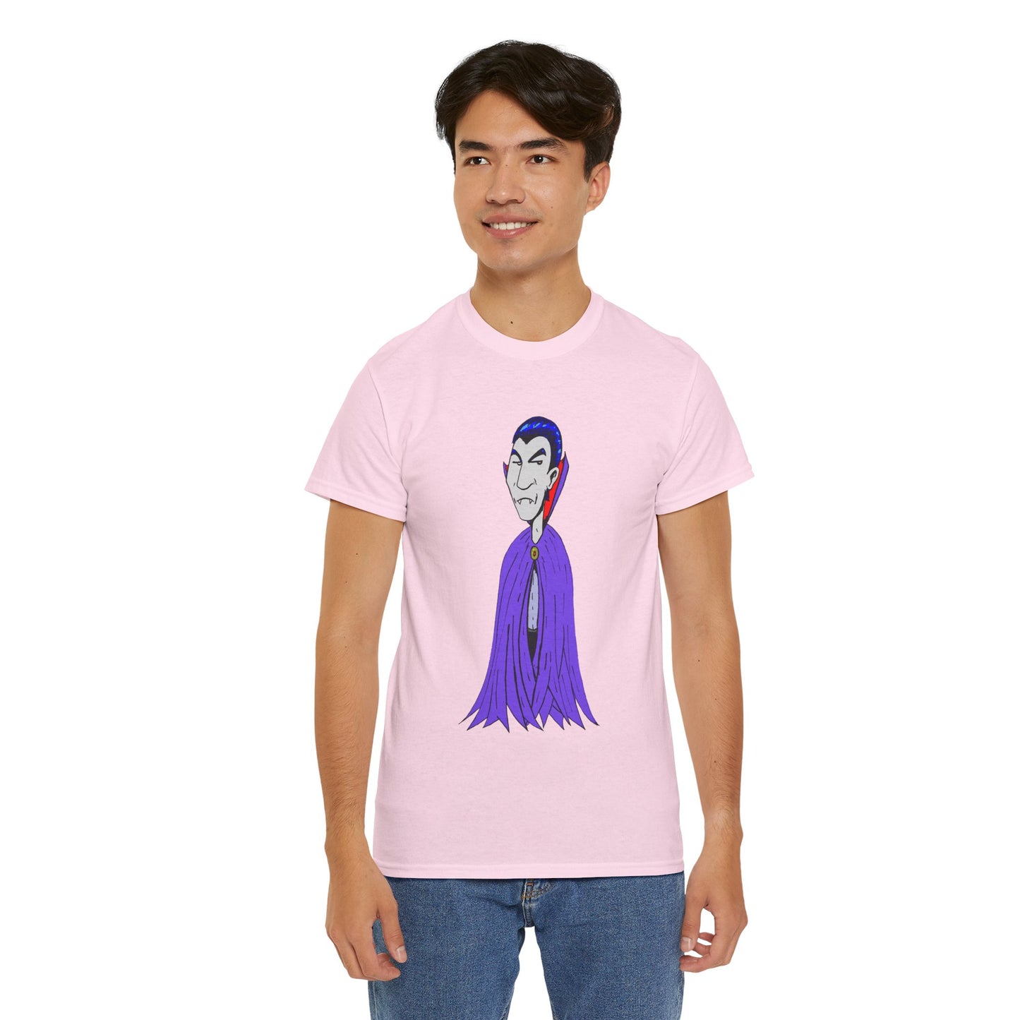 Vampire Cartoon Tee - Cute Purple Cloak Dracula Graphic T-Shirt