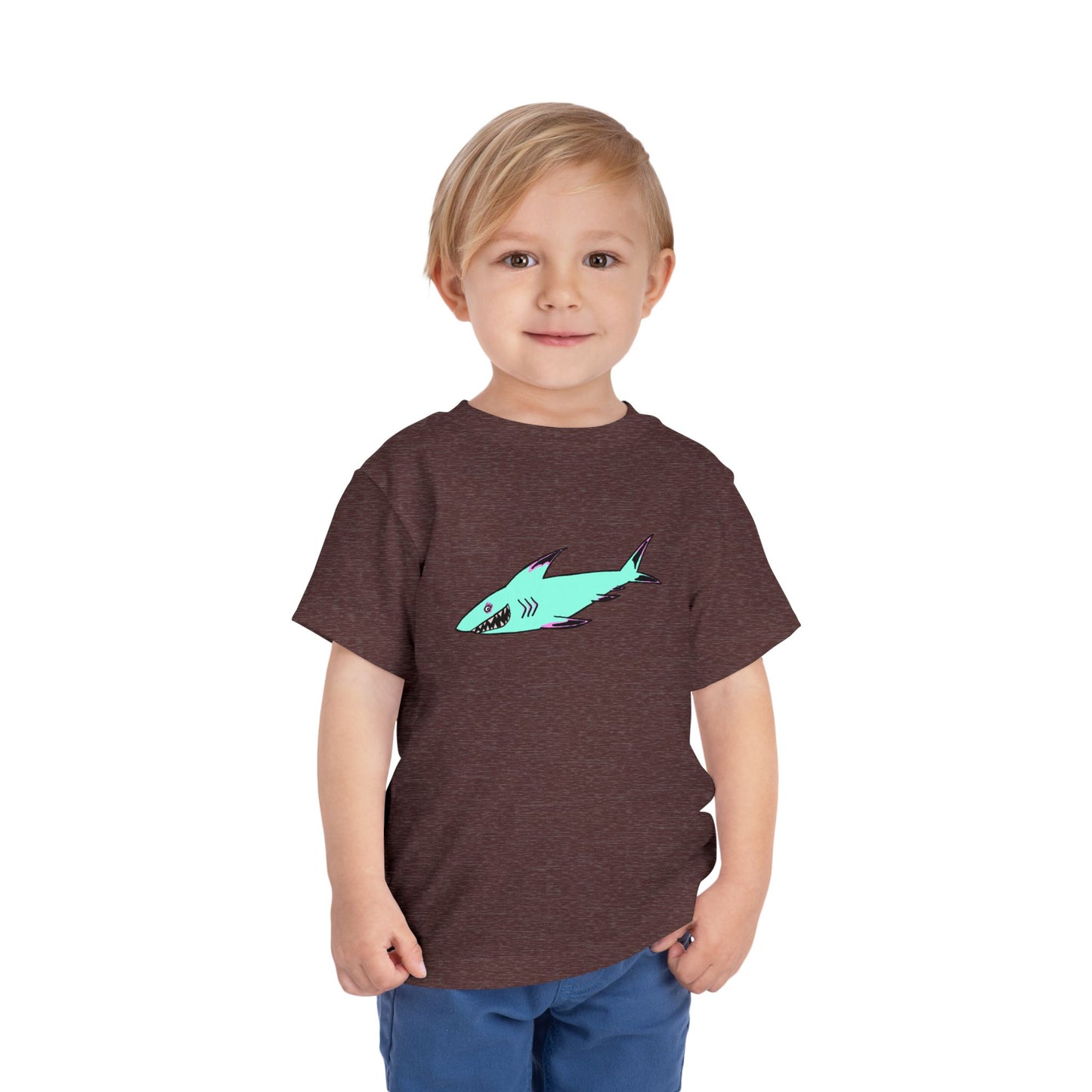 Toddler Tee — Cute Teal Shark Graphic Kids T‑Shirt