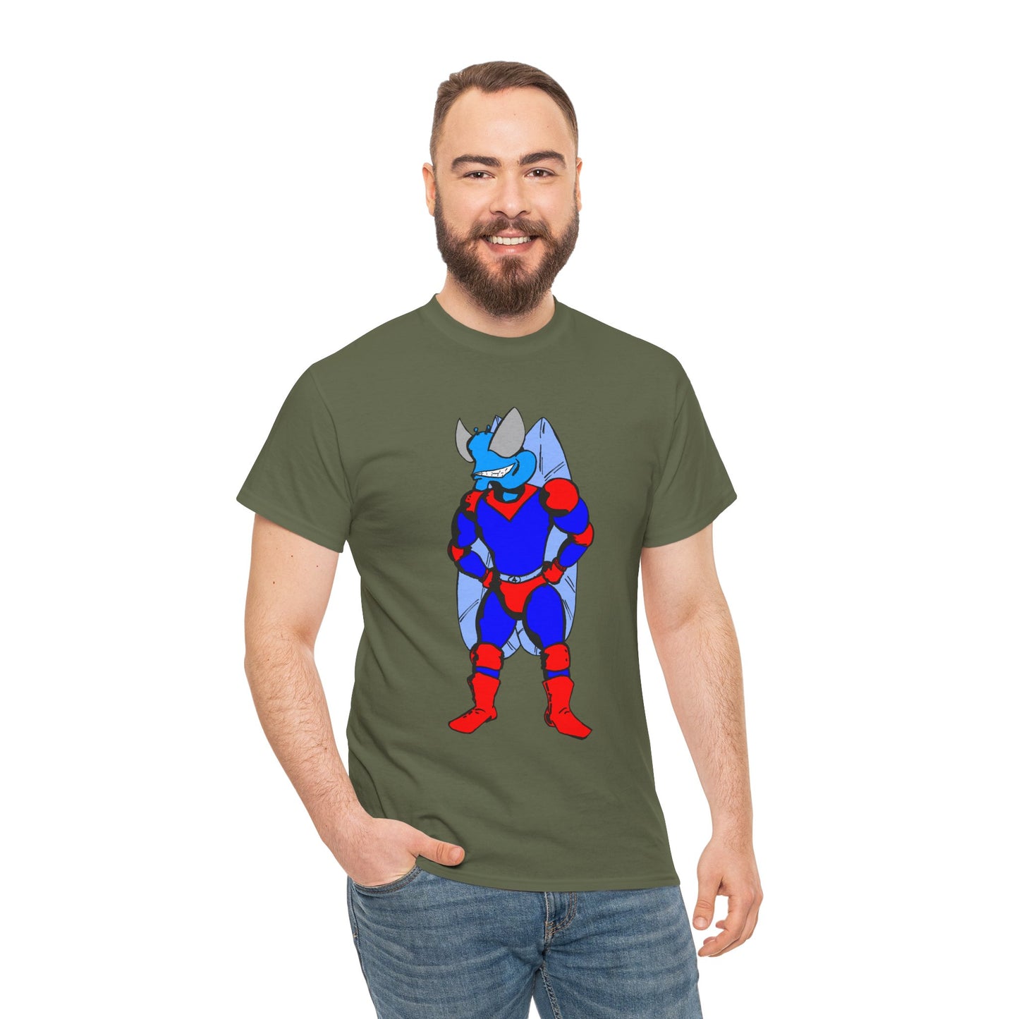 Astro-Fly Hero Graphic Tee - Blue & Red Superhero T-Shirt