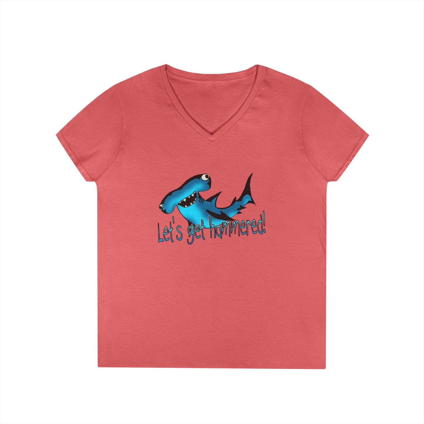 Funny Shark Ladies' V-Neck T-Shirt | Let's Get Hammered Design