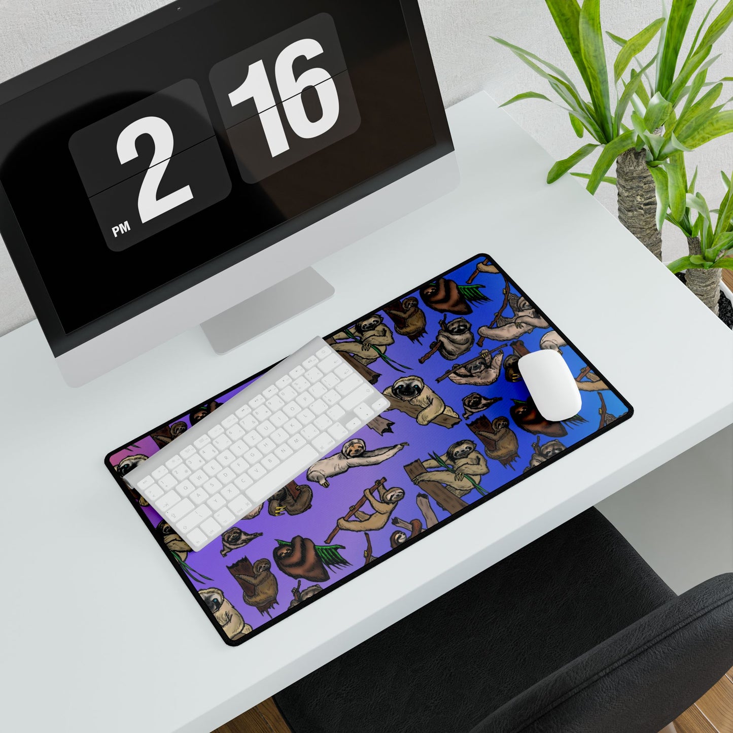Sloth Pattern Desk Mat – Cute Relaxing Animal Mousepad for Office & Gaming and Card Playing Mat