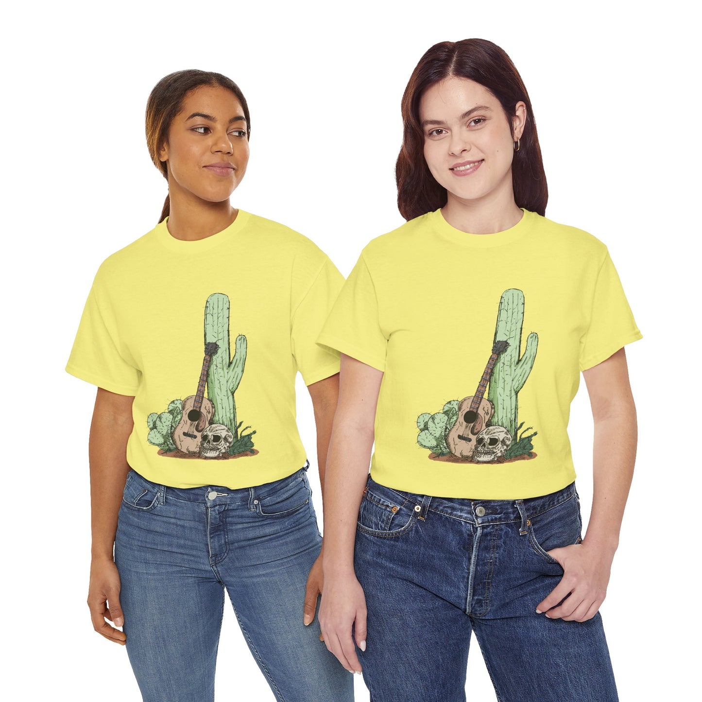 Desert Vibe Graphic Tee - Unisex Heavy Cotton Shirt, Boho Cactus Shirt, Guitar Lover's Gift, Summer Top, Music T-Shirt