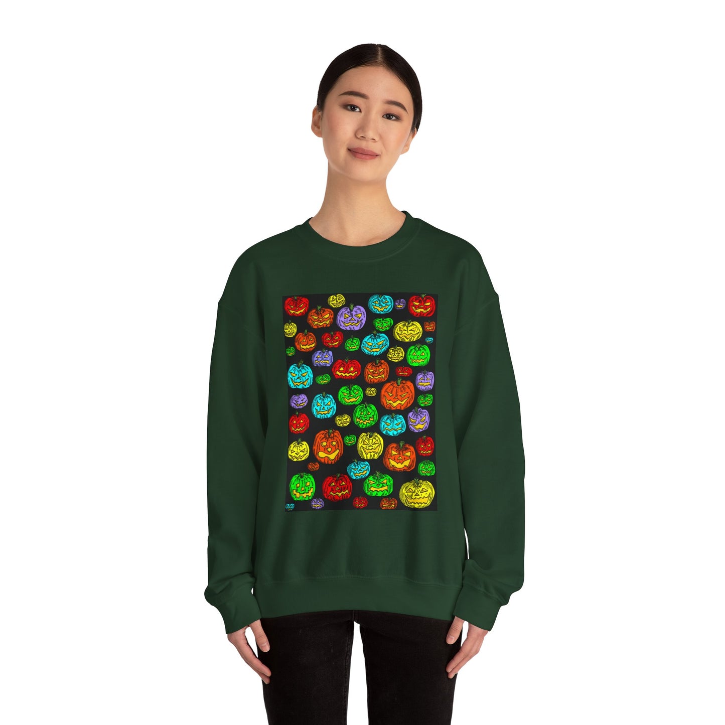 Halloween Colorful Pumpkin Graphic Crewneck Sweatshirt