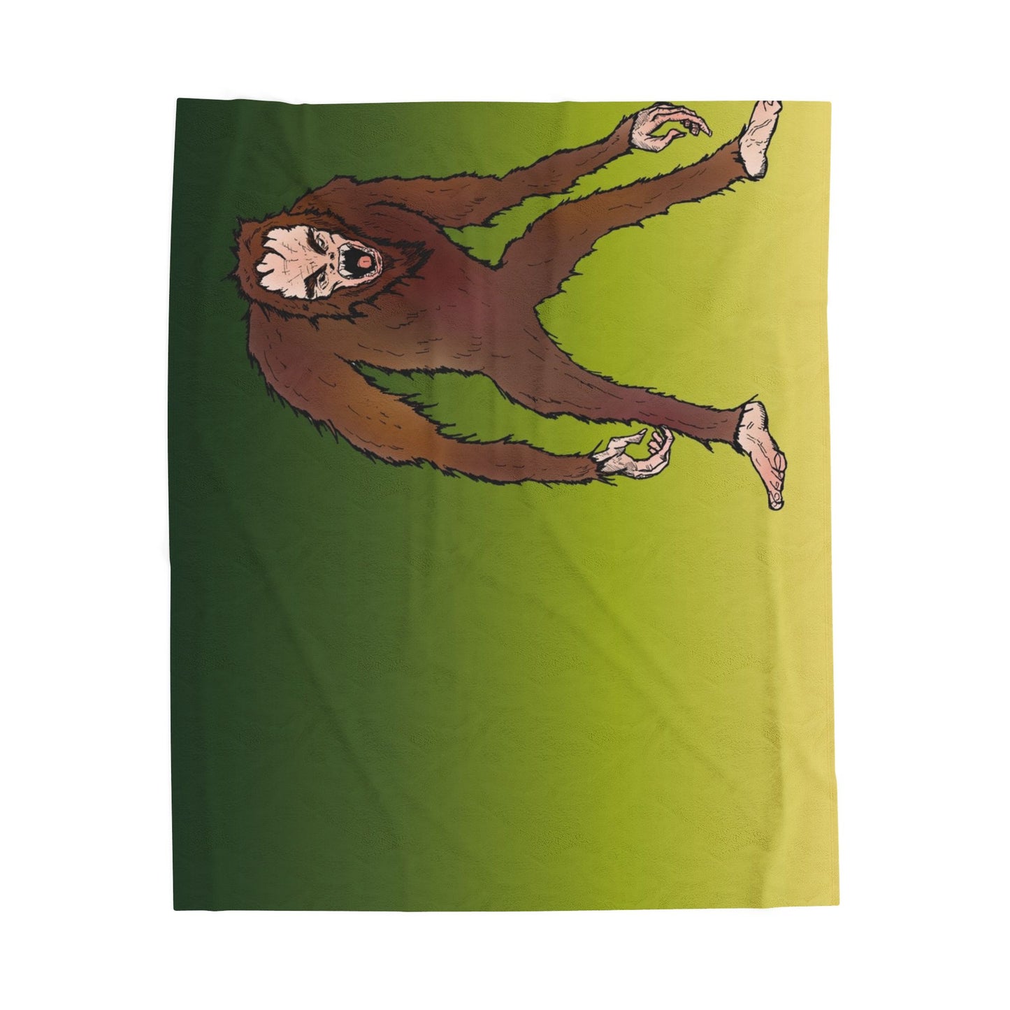Bigfoot Encounter - Sasquatch Gradient Velveteen Plush Blanket — Soft Green Bigfoot Throw