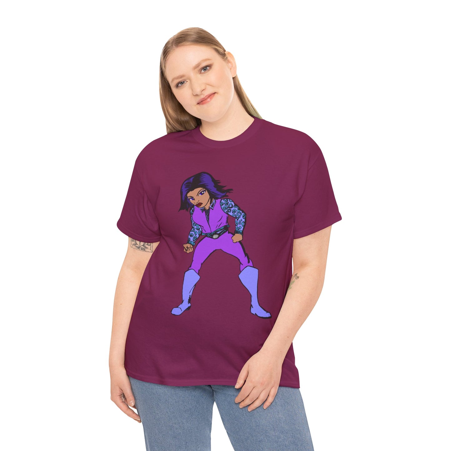 Retro Cartoon Hero Woman Character Unisex Heavy Cotton Tee, Vintage Graphic Tee, Fun T-Shirt, Gift for Fans, Casual Wear, Everyday Tee
