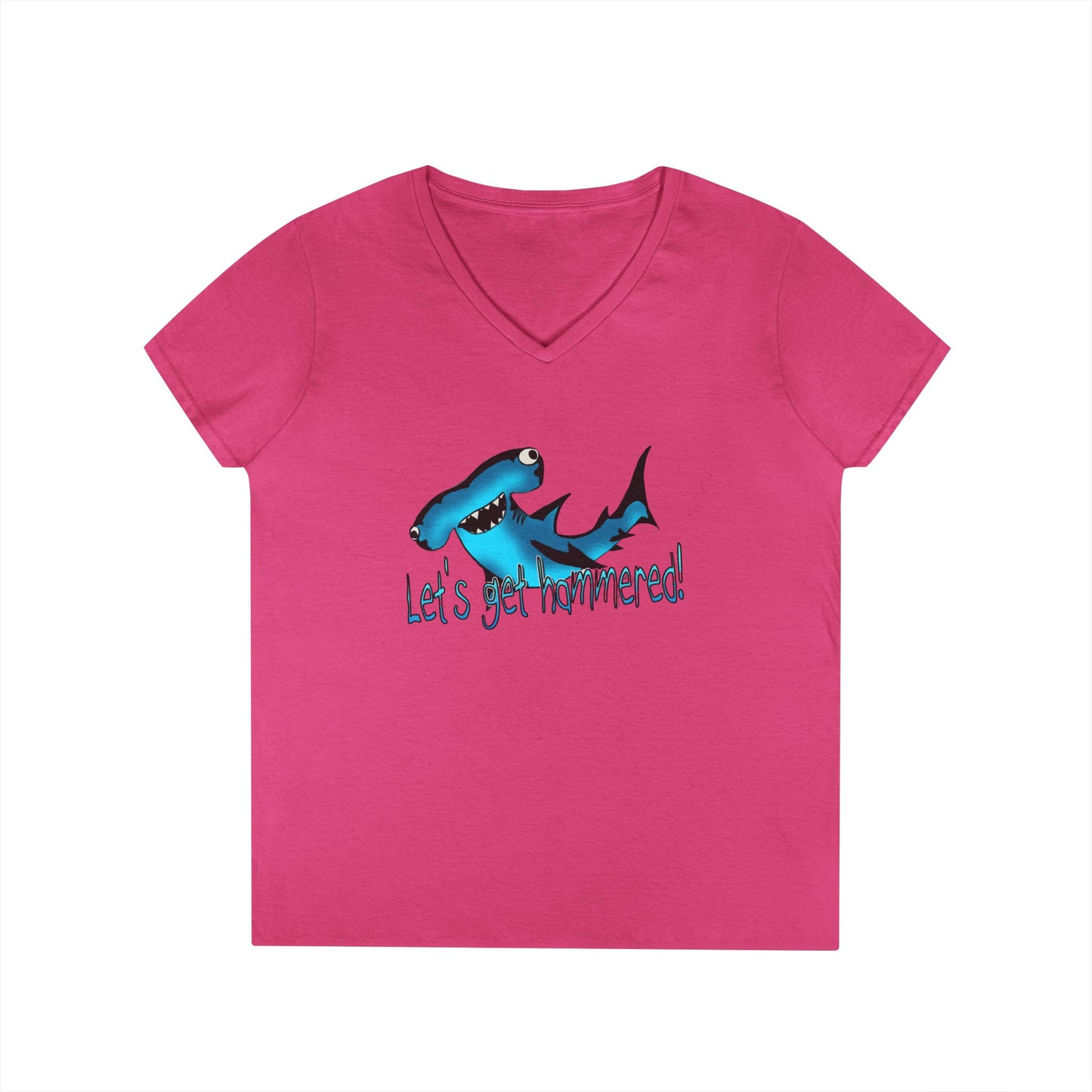 Funny Shark Ladies' V-Neck T-Shirt | Let's Get Hammered Design