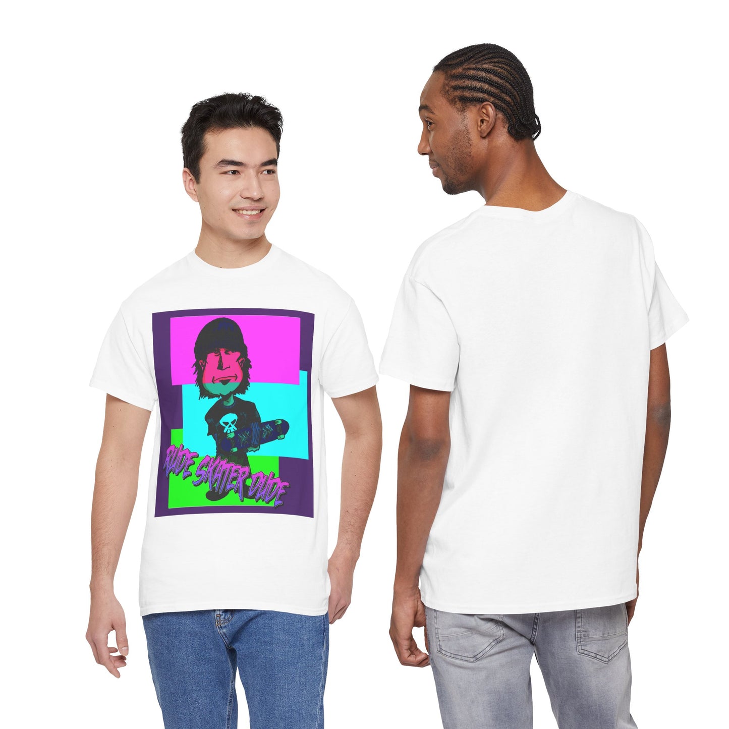 Retro Neon Skateboard Tee — "Rude Skater Dude" Graphic