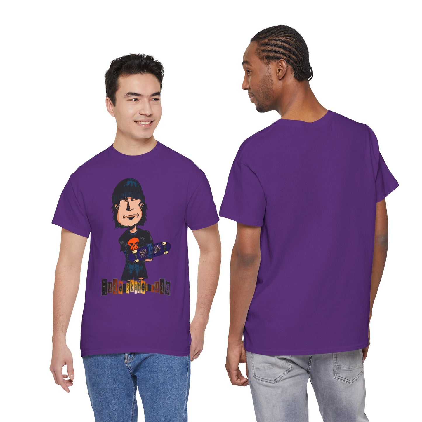 Rude Skater Dude Cartoon Skate Punk T-Shirt — Skateboarding Tee with Skull Design