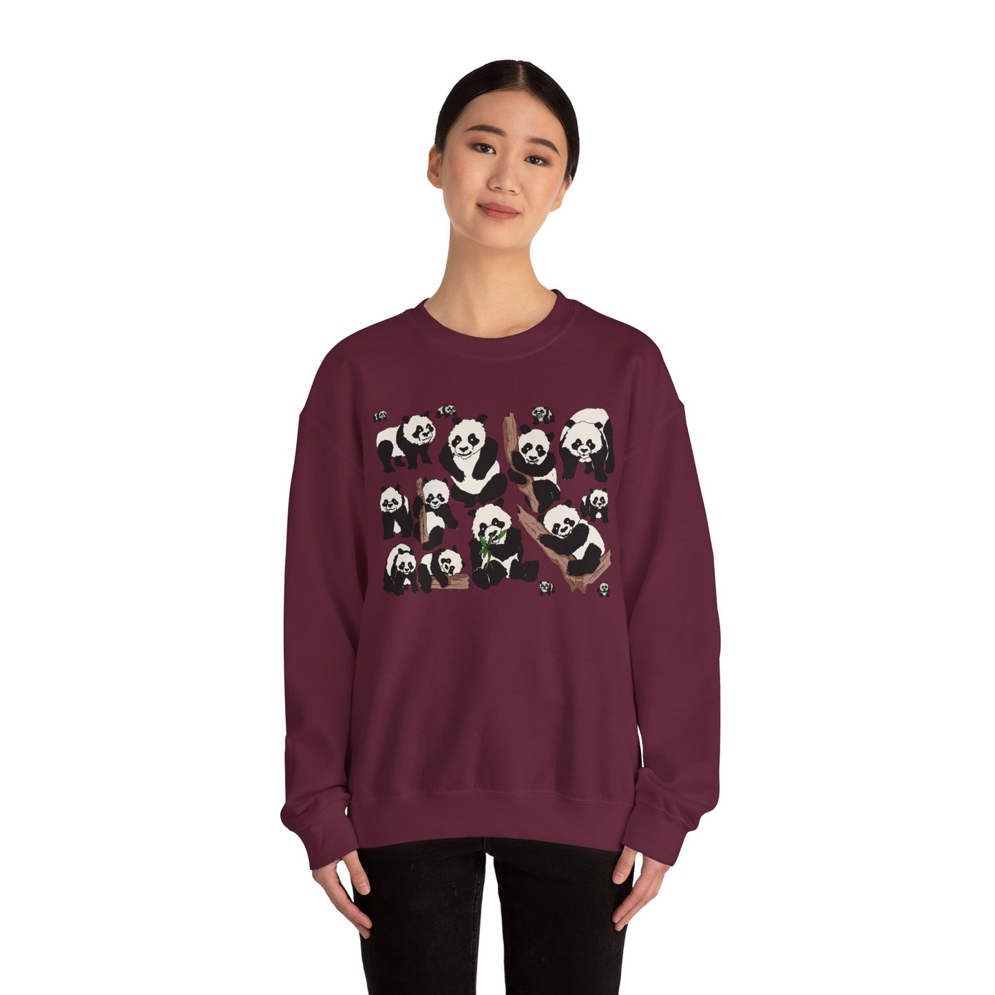 Cozy Panda Crewneck Sweatshirt - Soft Unisex Heavy Blend