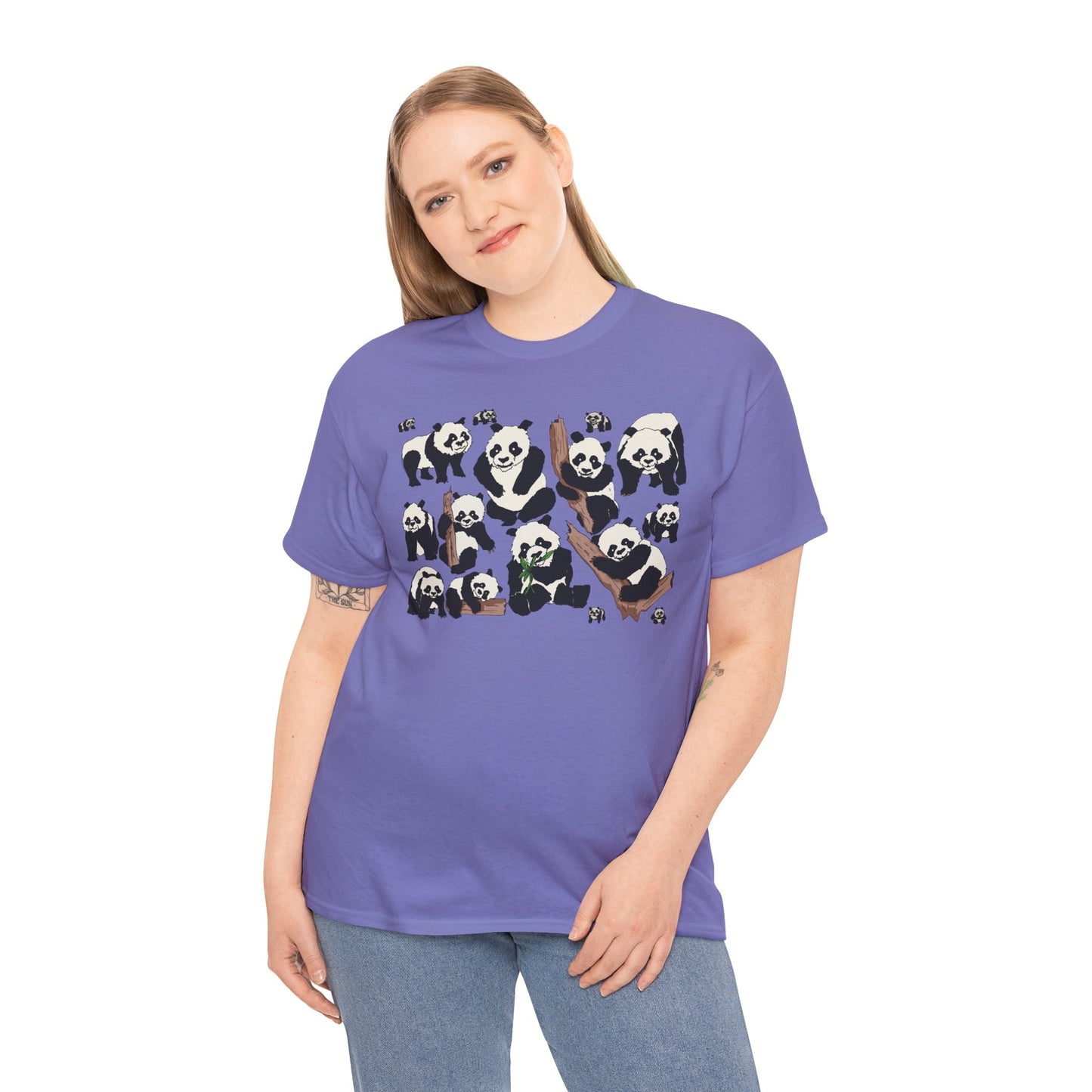 Cute Panda Design Unisex Heavy Cotton Tee | Animal Lover Gift, Casual Wear, Eco-Friendly Apparel, Nature Enthusiast Clothing