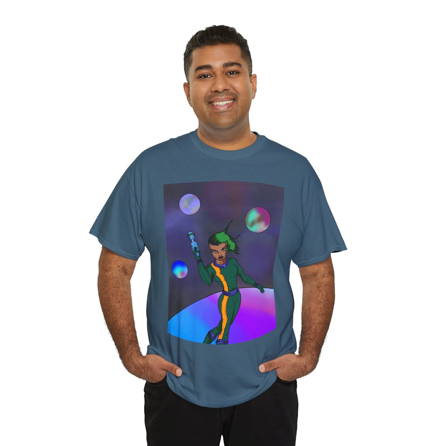 Cosmic Hero Vibe Tee - Unisex Heavy Cotton Tee, Space Art Shirt, Retro Sci-Fi T-Shirt, Gift for Space Lovers, Unique Graphic Tee