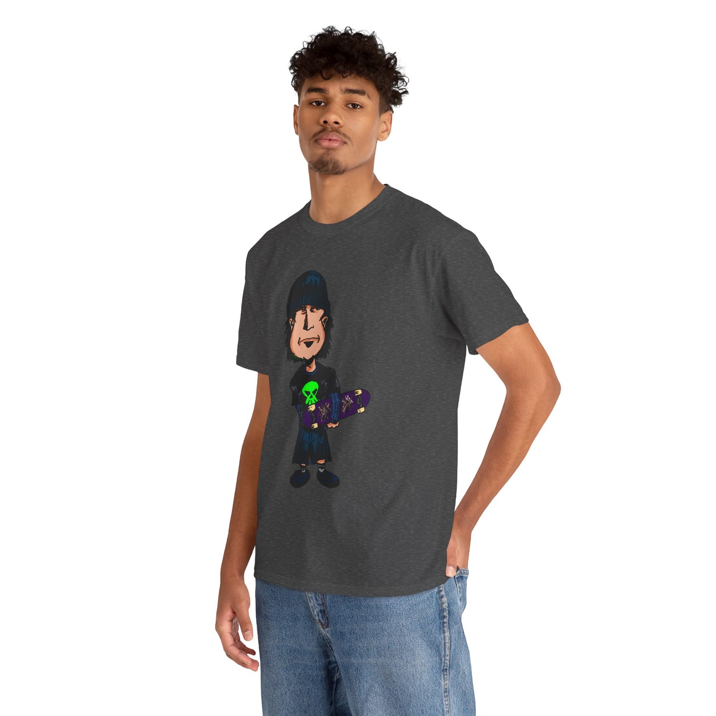 Rude Skater Dude - Skate Punk Cartoon Tee – Boy with Skateboard Graphic Shirt