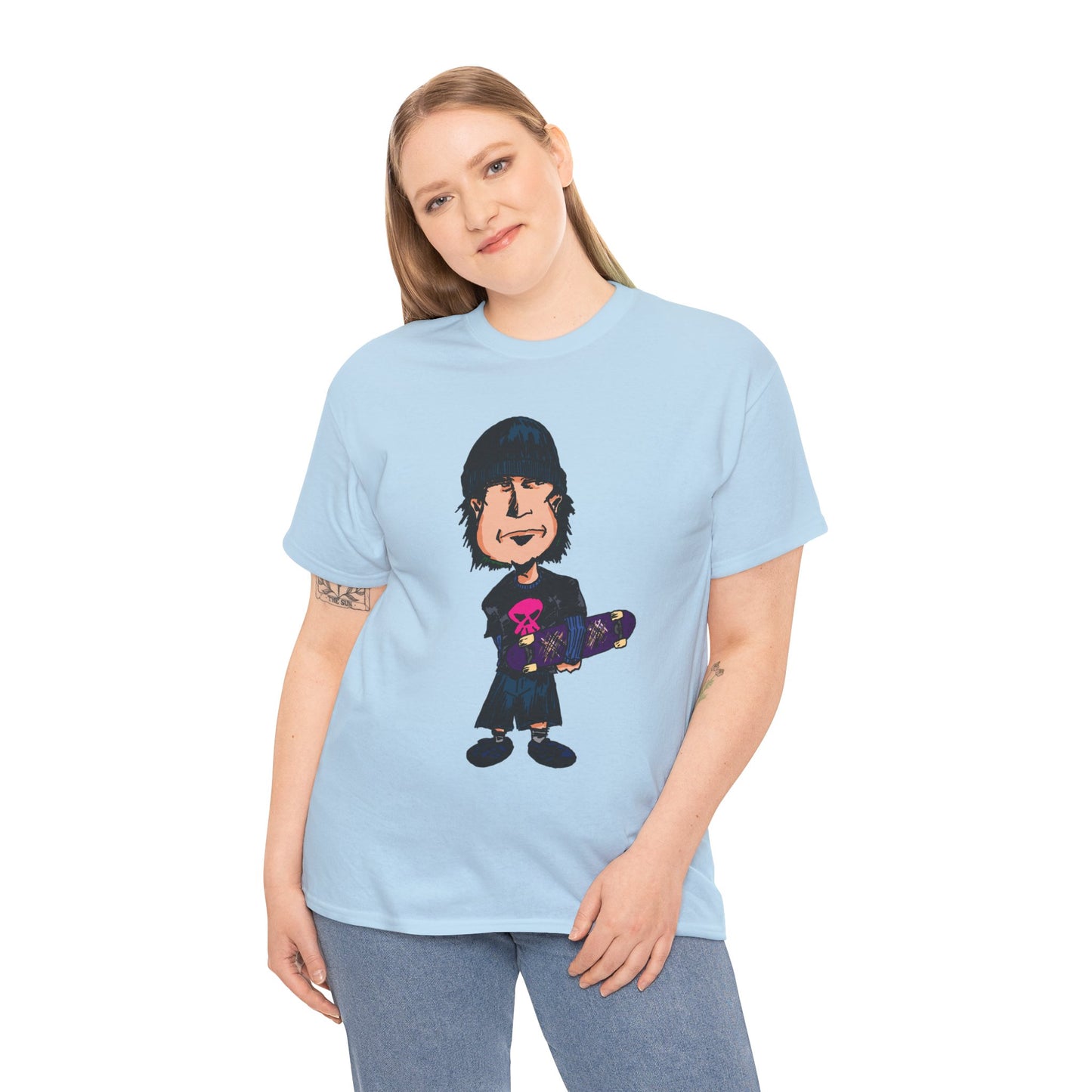 Rude Skater Dude - Skate Punk - Skater Kid Cartoon T‑Shirt — Cute Skateboarder Graphic Tee