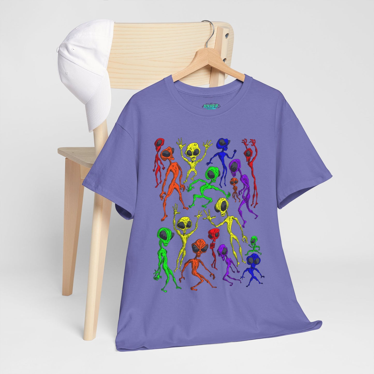 Rainbow Alien Dance Party Unisex Tee - Cosmic Sci-Fi Shirt