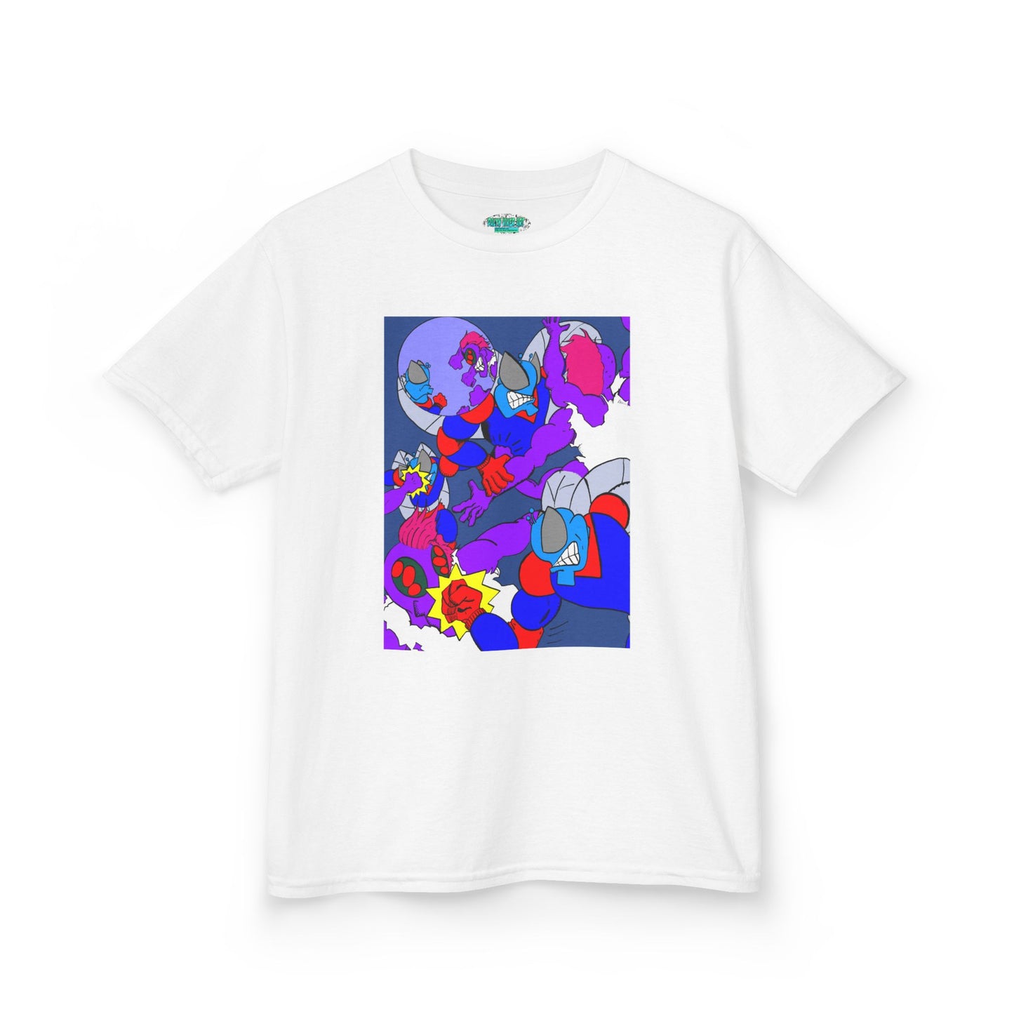 The Astounding Astro-Fly vs The Spiders! Colorful Cartoon Kids Heavy Cotton™ Tee - Fun & Playful Design