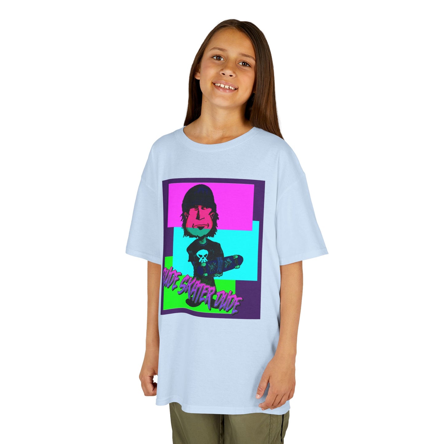 Kids Tee — Retro Neon Rude Skater Dude Kid Graphic T-Shirt