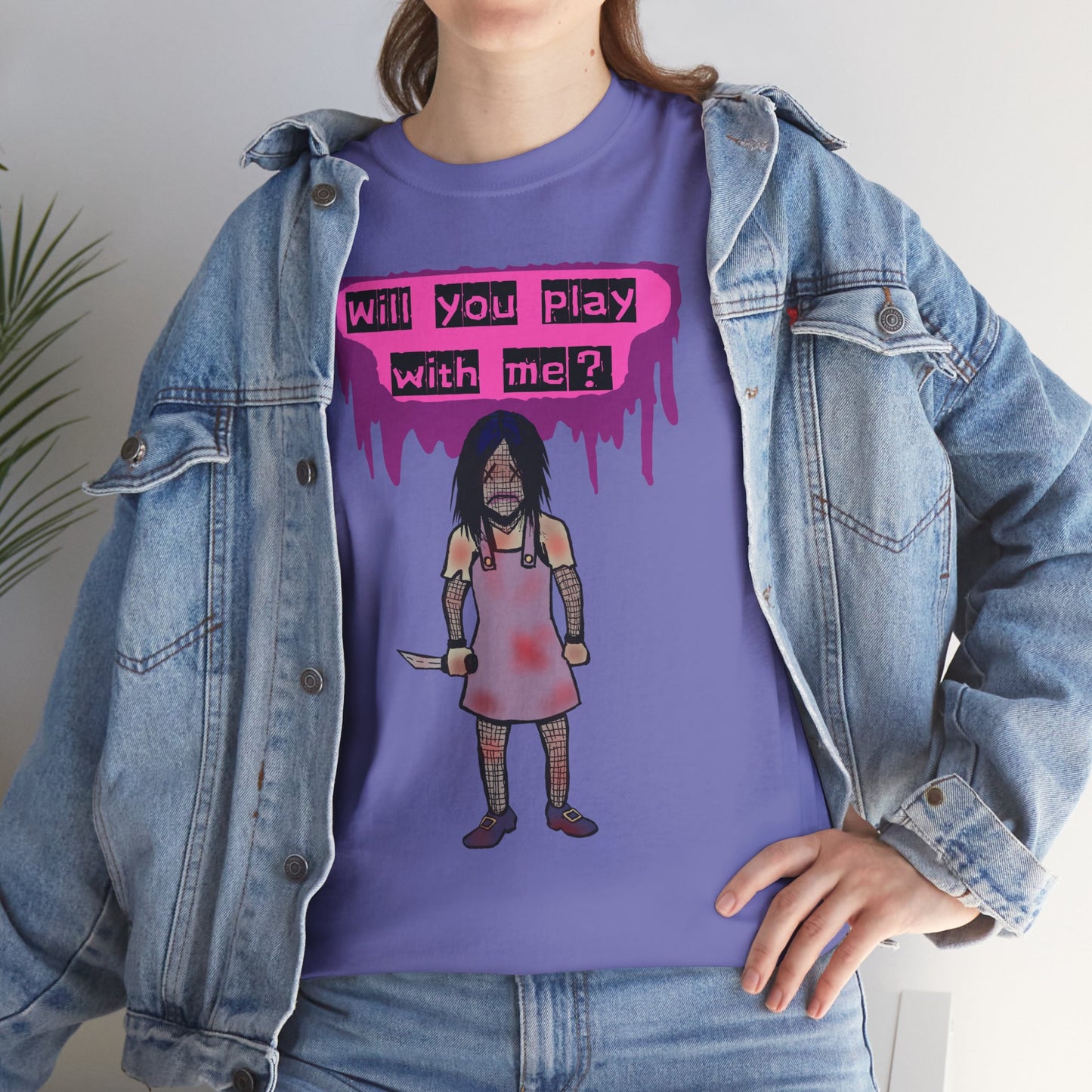 Chilling Evil Doll Horror Tee, Horror T-Shirt, Grey Tee, Unique Graphic Tee, Unisex Tee, Playful Scary Top, Halloween Shirt