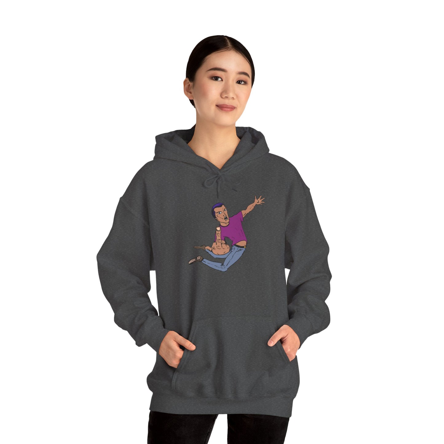 Funny Flying Eff Unisex Hooded Sweatshirt with Cartoon Design, Casual Hoodie, Gift for Friends, Birthday Gift, Loungewear