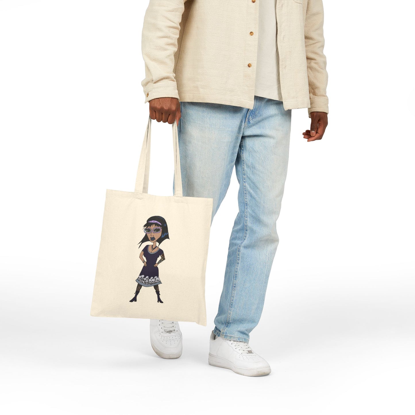 Vintage Goth Woman Cotton Canvas Tote Bag –  Reusable Market Bag