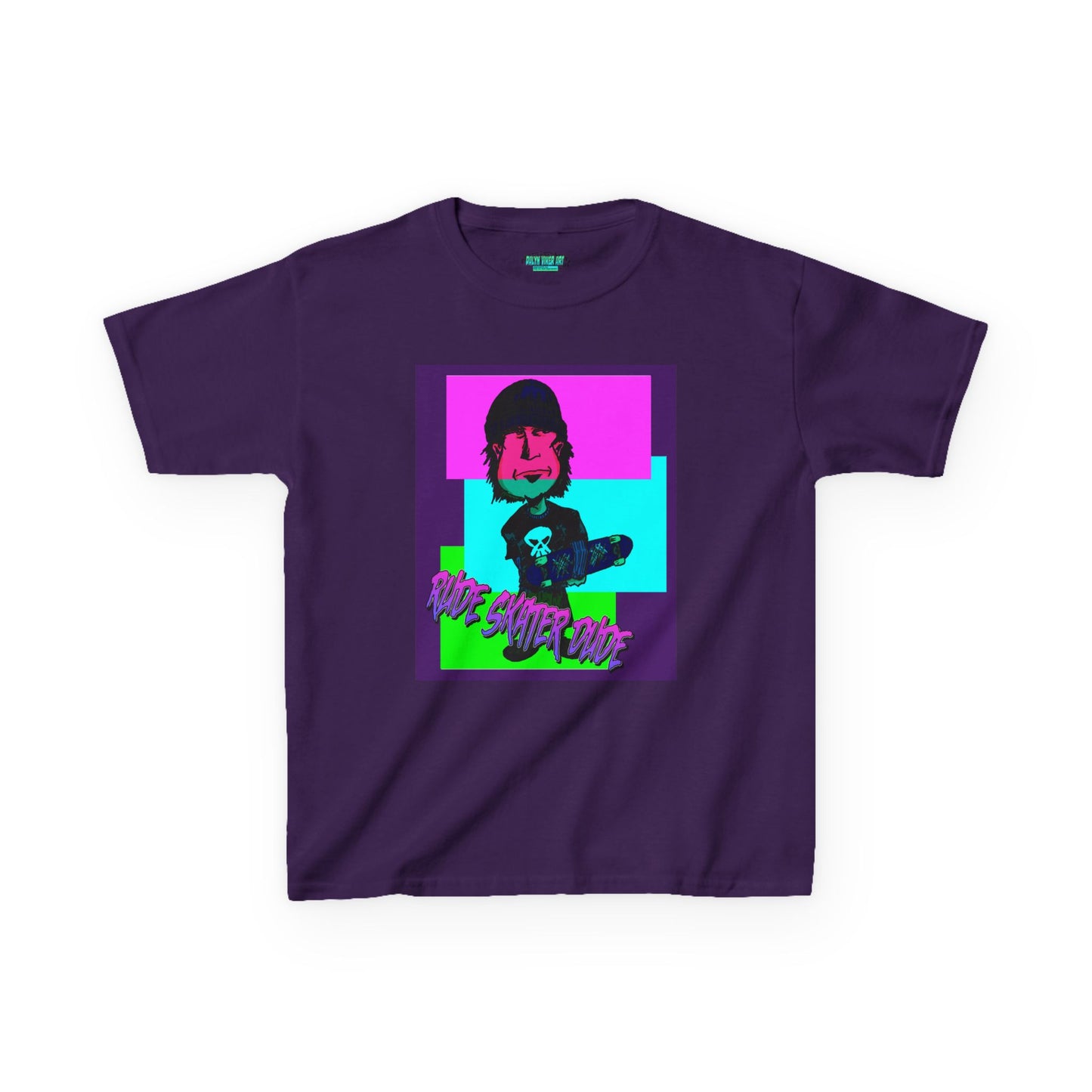Kids Tee — Retro Neon Rude Skater Dude Kid Graphic T-Shirt