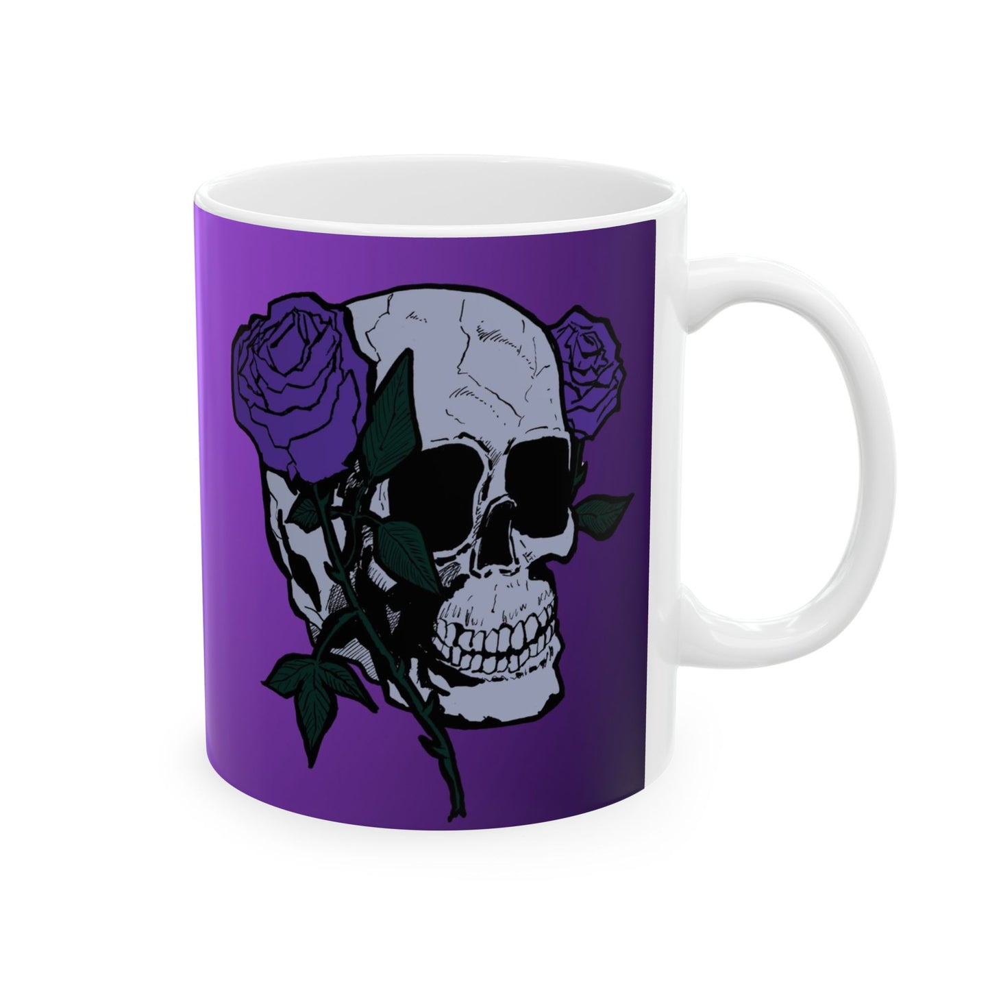 Purple Skull Rose Ceramic Mug — Gothic Floral Coffee Cup (11oz, 15oz)