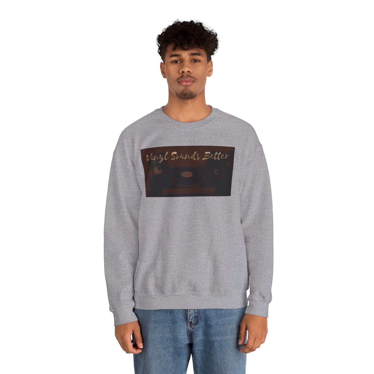 Crewneck Sweatshirt — "Vinyl Sounds Better" Retro Record Graphic