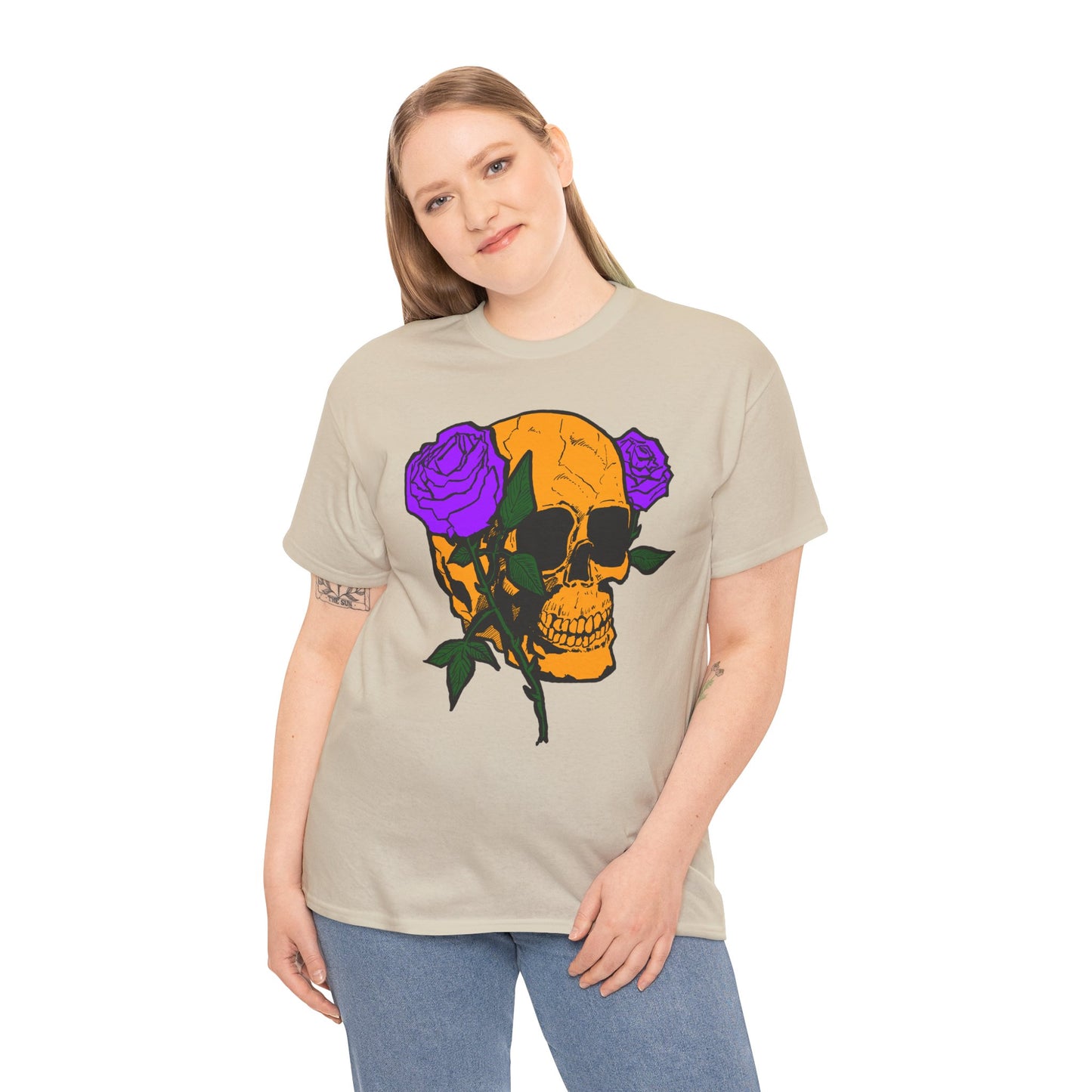 Skull and Roses Unisex Tee, Gothic Aesthetic Shirt, Vintage Graphic T-Shirt, Streetwear Essentials, Edgy Casual Wear